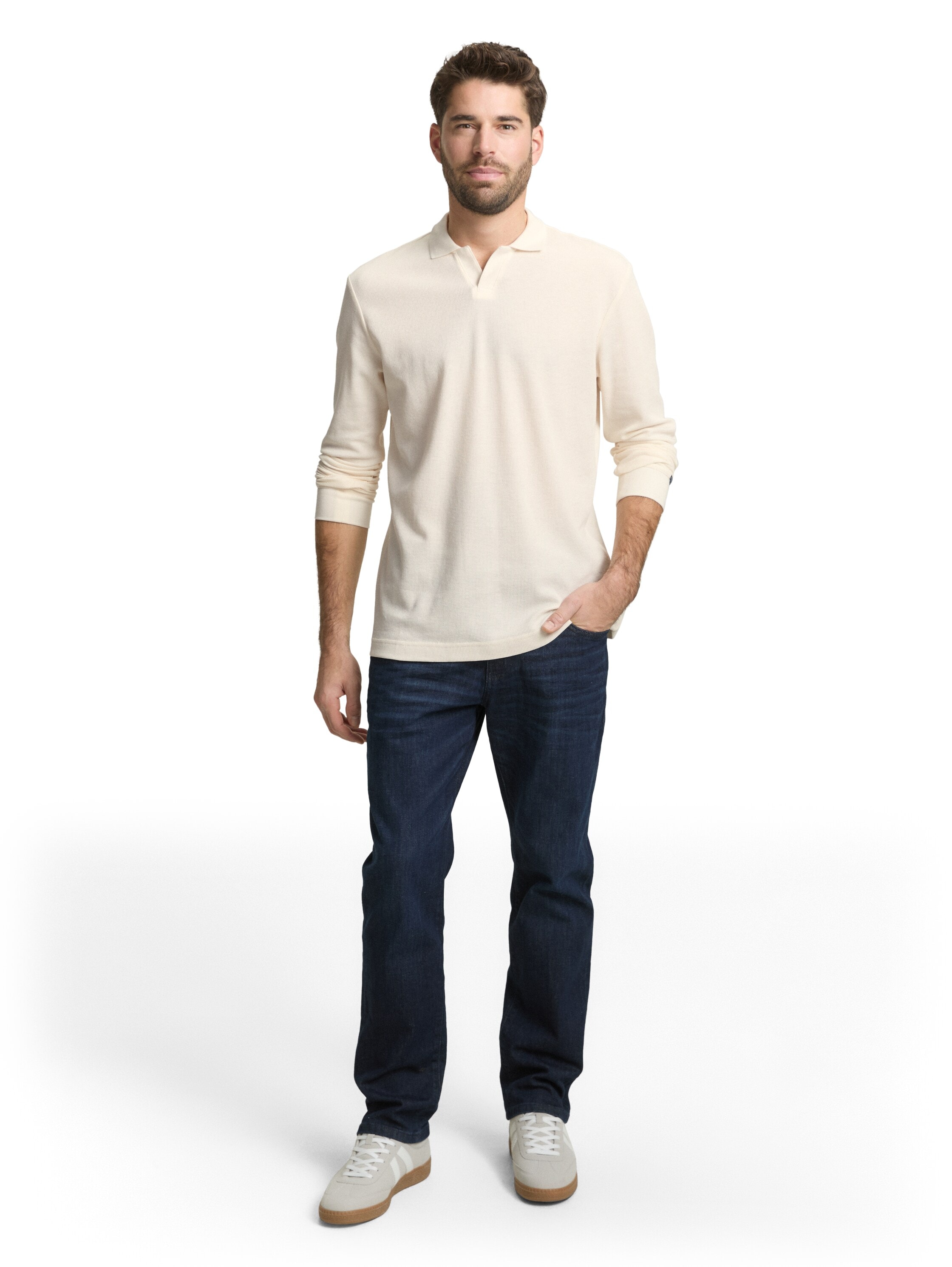 TOM TAILOR Langarm-Poloshirt mit Logo Stickerei