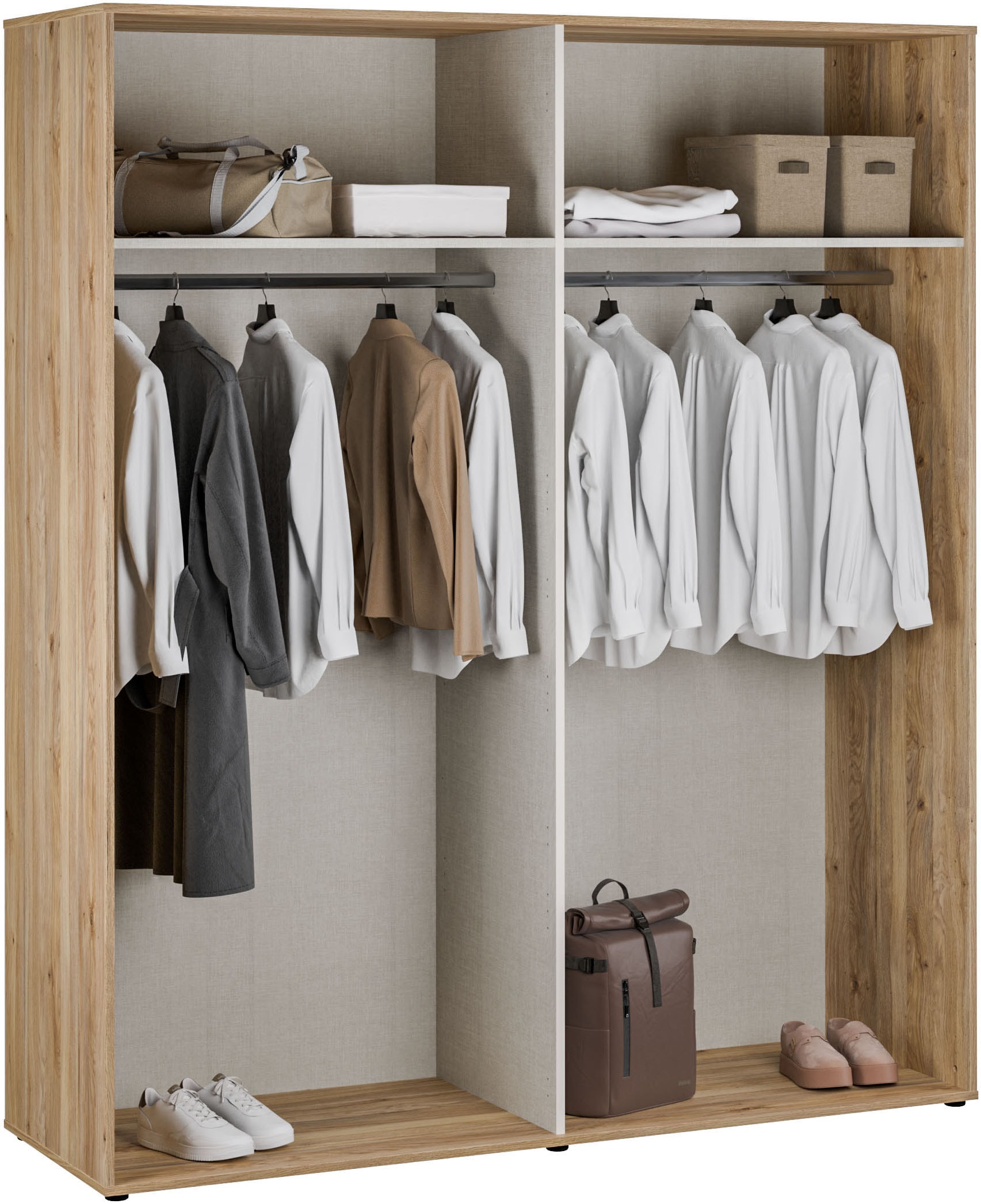 FORTE Kleiderschrank »Forte Seravel Drehtürenschrank, Lamellenoptik, 4 Türen« B/H/T 179,3/214,3/59,4 cm, Zubehör optional bestellbar