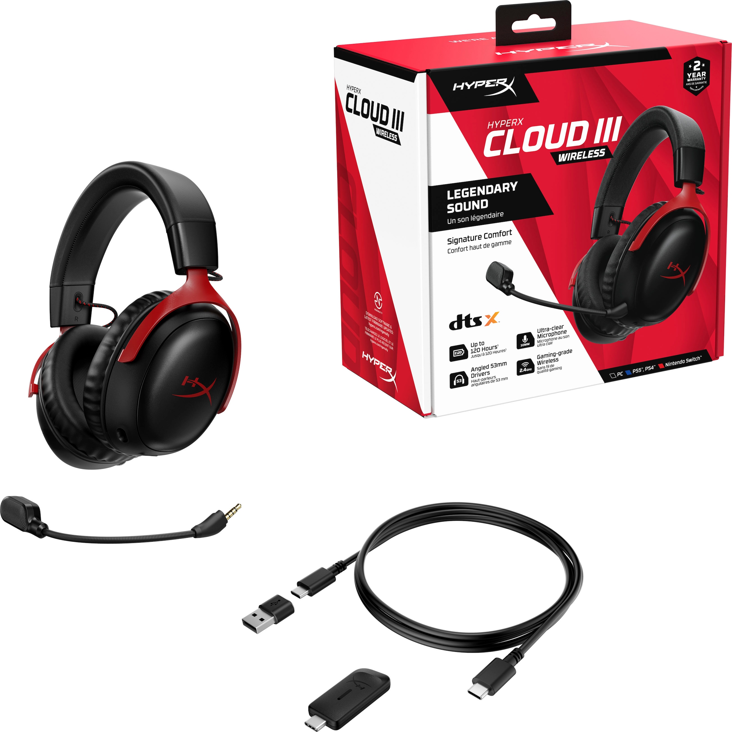 HyperX Gaming-Headset »Cloud III Wireless«, Wireless, Geräuschisolierung