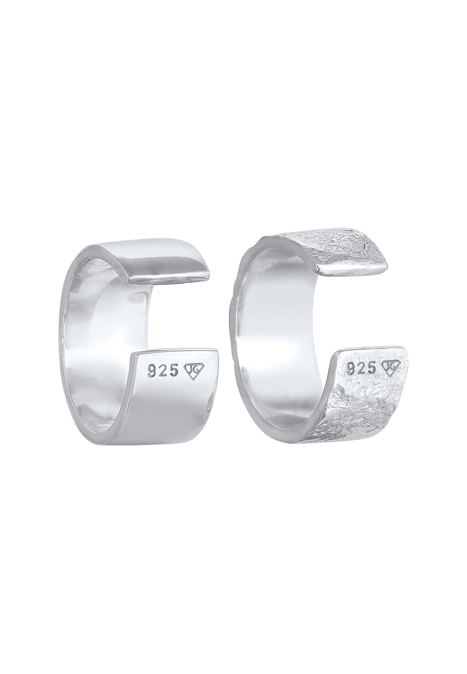 Elli Schmuckset »Ohrringe Earcuff Breit Basic Gehämmert 2er Set 925 Silber«