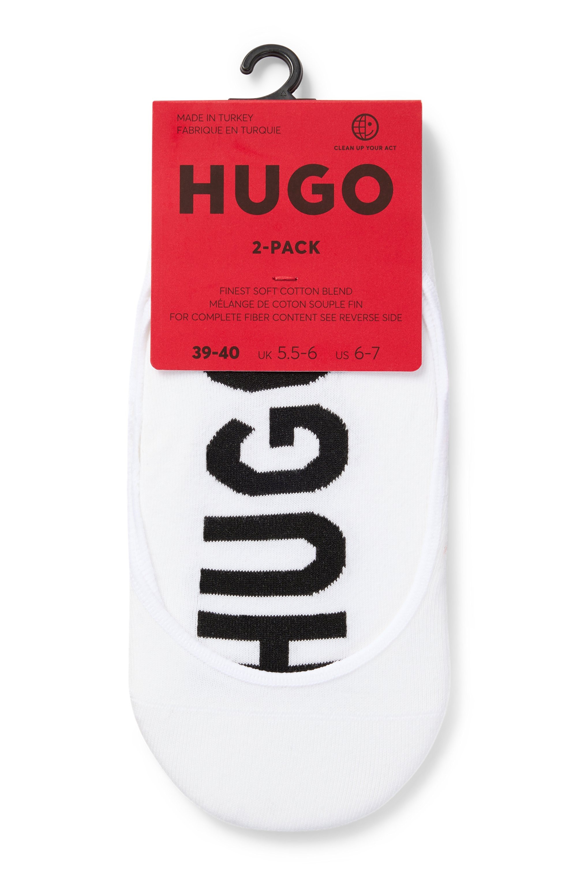 HUGO Underwear Sneakersocken »2P INVISIBLE W«, (Packung, 2 Paar, 2er), mit HUGO Logoschriftzug unter der Sohle