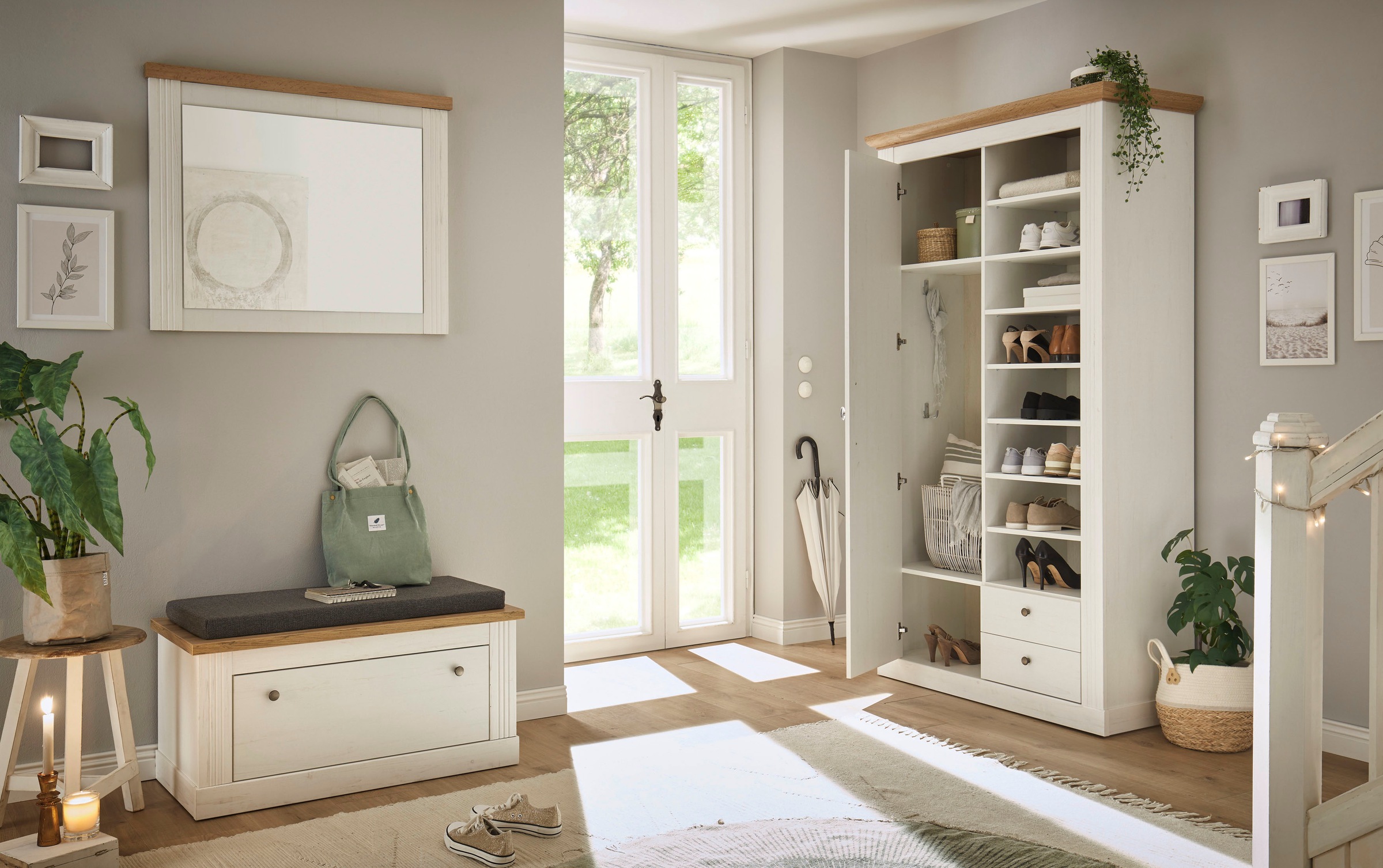 OTTO home Garderoben-Set »WESTMINSTER BESTSELLER!« Schuhbank, Spiegel, Garderobenschrank, 3 Stk. tlg.