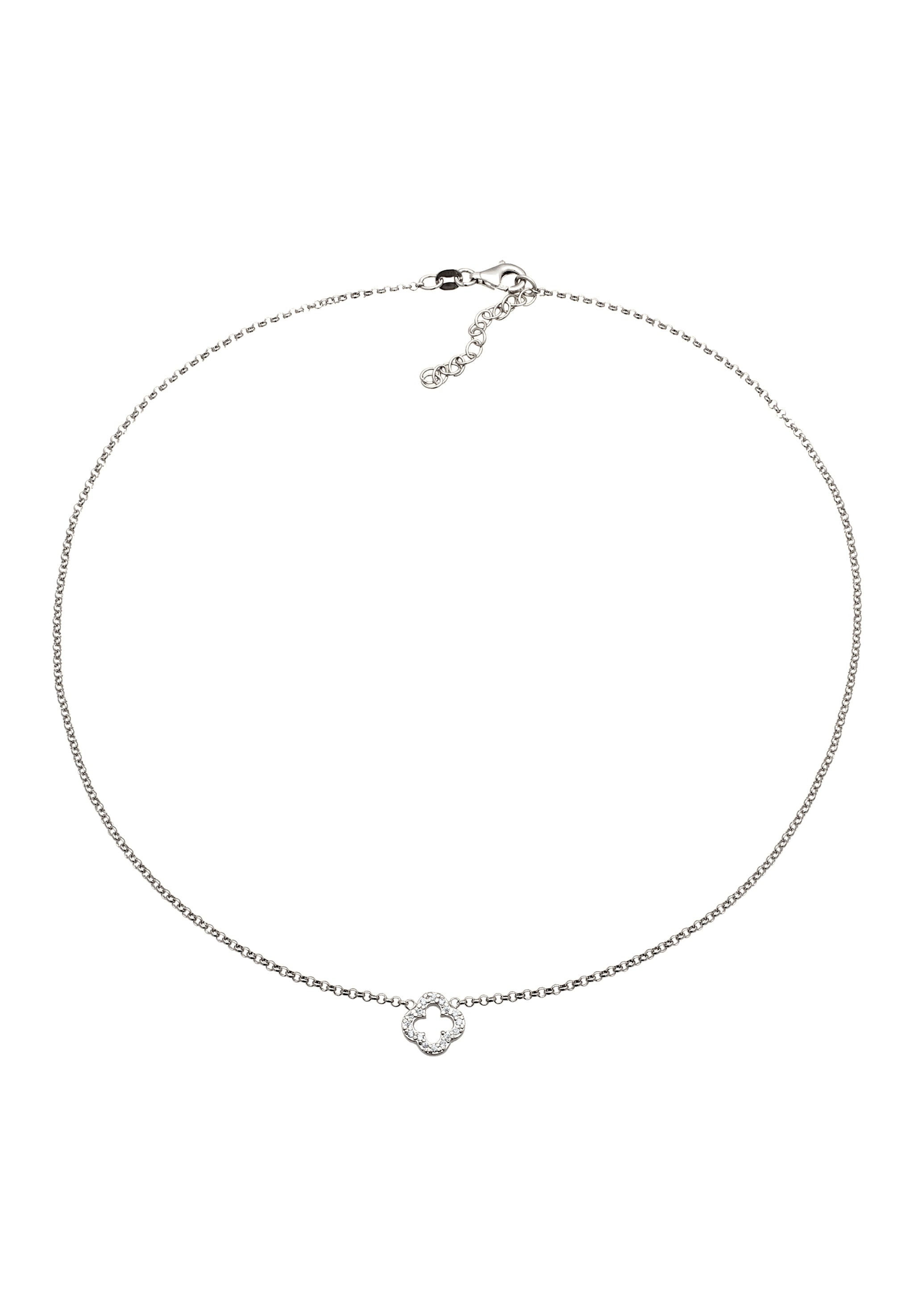 Elli Choker »Halskette Choker Kleeblatt Zirkonia Weiß 925 Sterling Silber«
