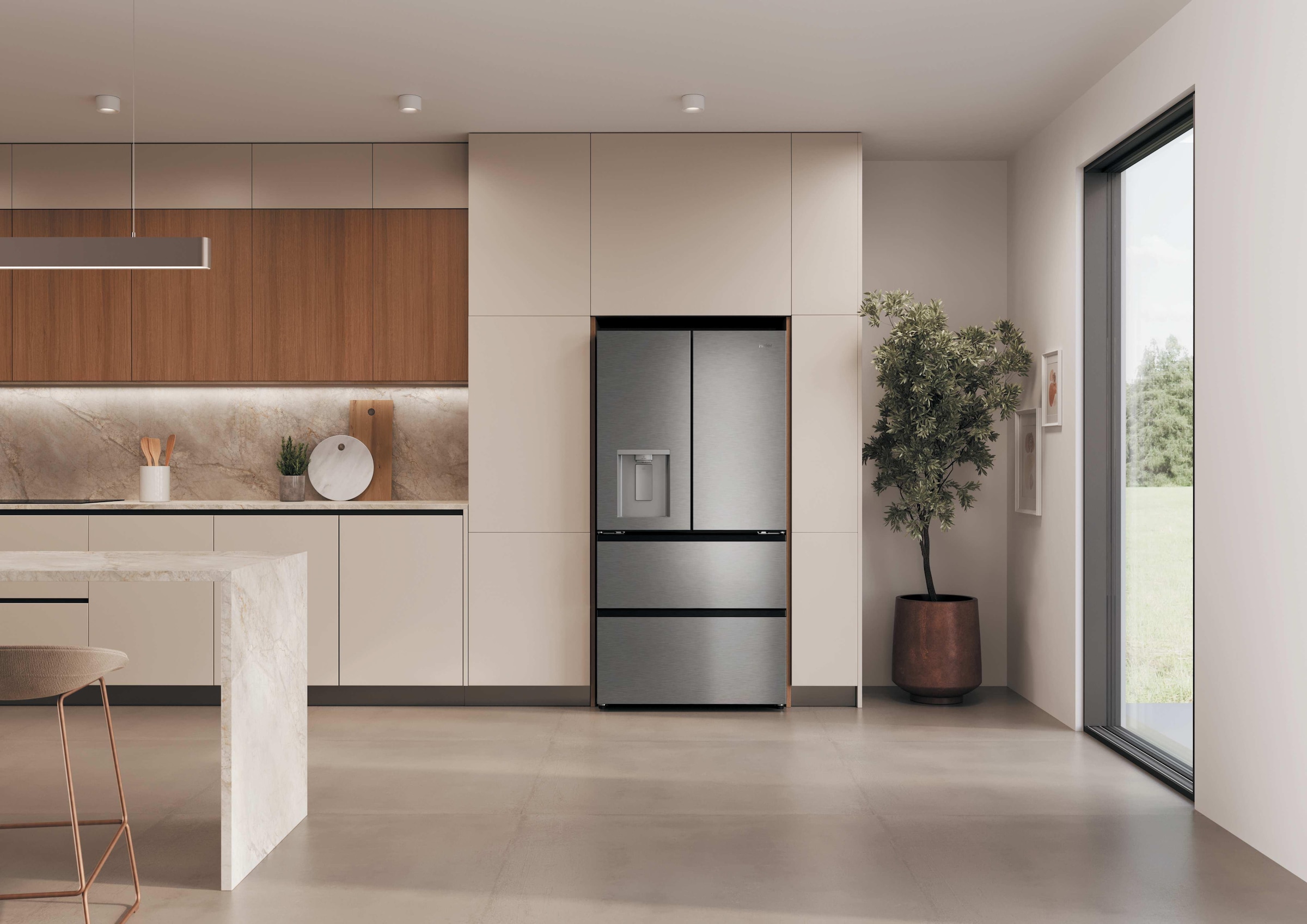 Haier Multi Door Horizon Collection »HFR59F18CWMM« 182,5 cm hoch 90,5 cm breit Wasserdispenser mit Tank