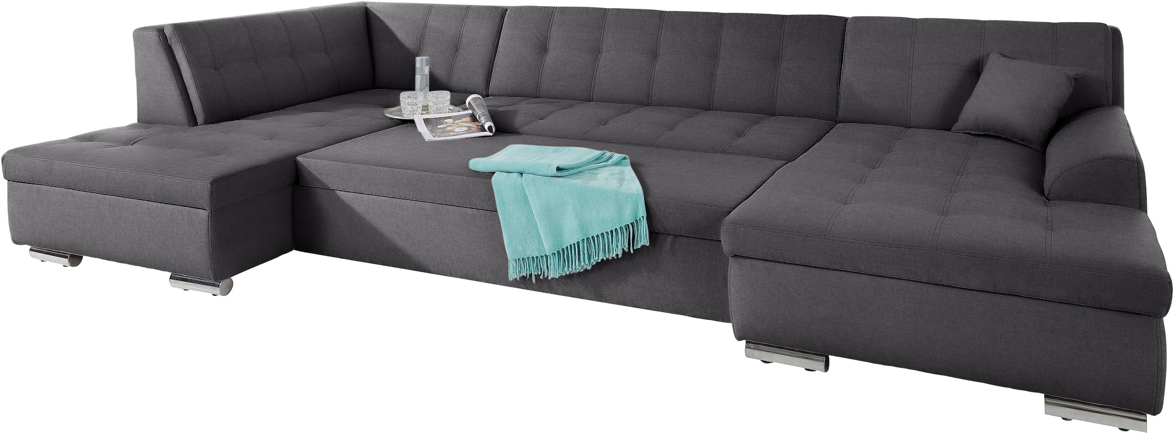 DOMO collection Wohnlandschaft »Aversa U-Form«, wahlweise mit Bettfunktion, frei im Raum stellbar