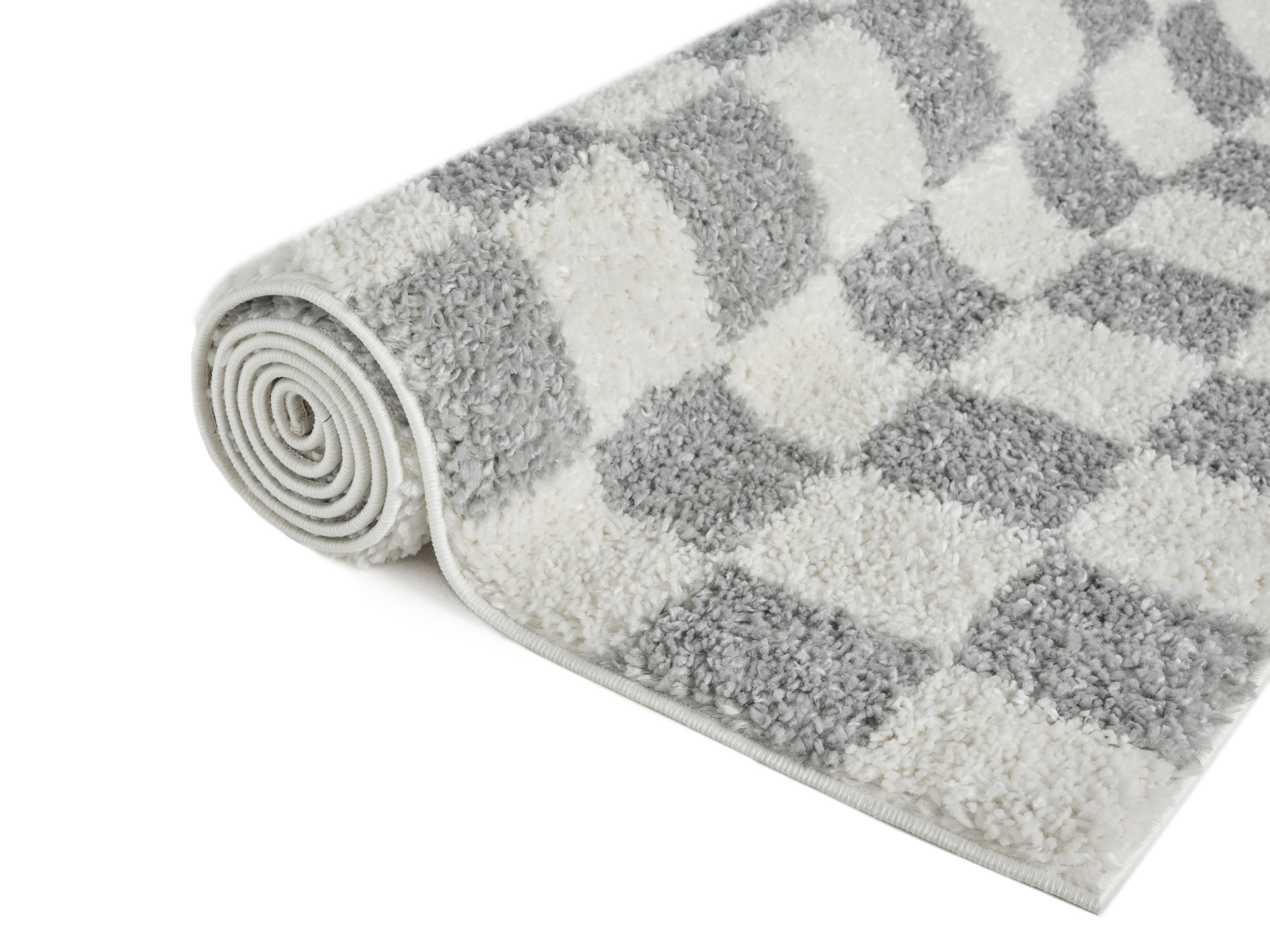 OTTO home Hochflor-Teppich »Kiiki, Karo-Muster« rechteckig 30 mm Höhe Kariert, auffälliges Schachbrettmuster, Wohnzimmer, Schlafzimmer