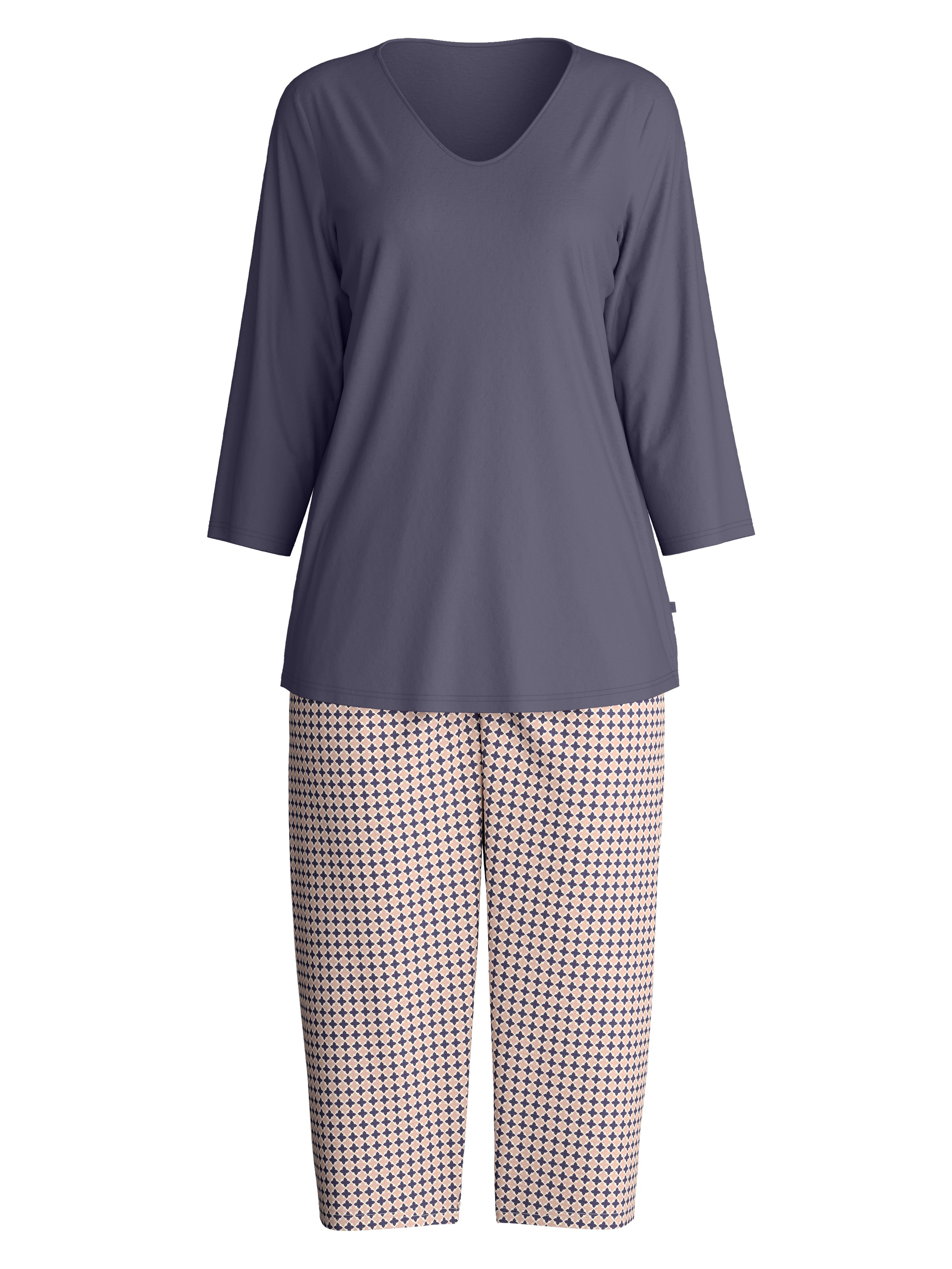 CALIDA Schlafanzug »Graphic Nights« 2 tlg. V-Ausschnitt, Baumwolle, weich, atmungsaktiv