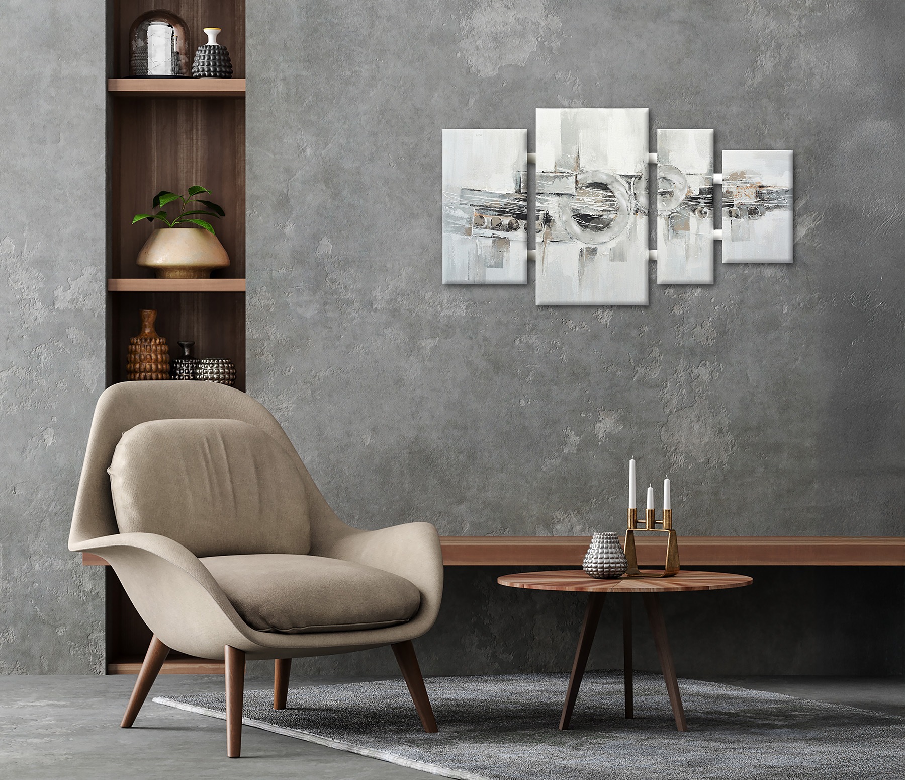 Bönninghoff Ölgemälde »handarbeit 4-teilig ABSTRAKTE KREISE 70x124 cm – Wandbild« Abstrakt | Formen | Muster 1 Stk. tlg. handgefertigt, jedes Bild ein Unikat