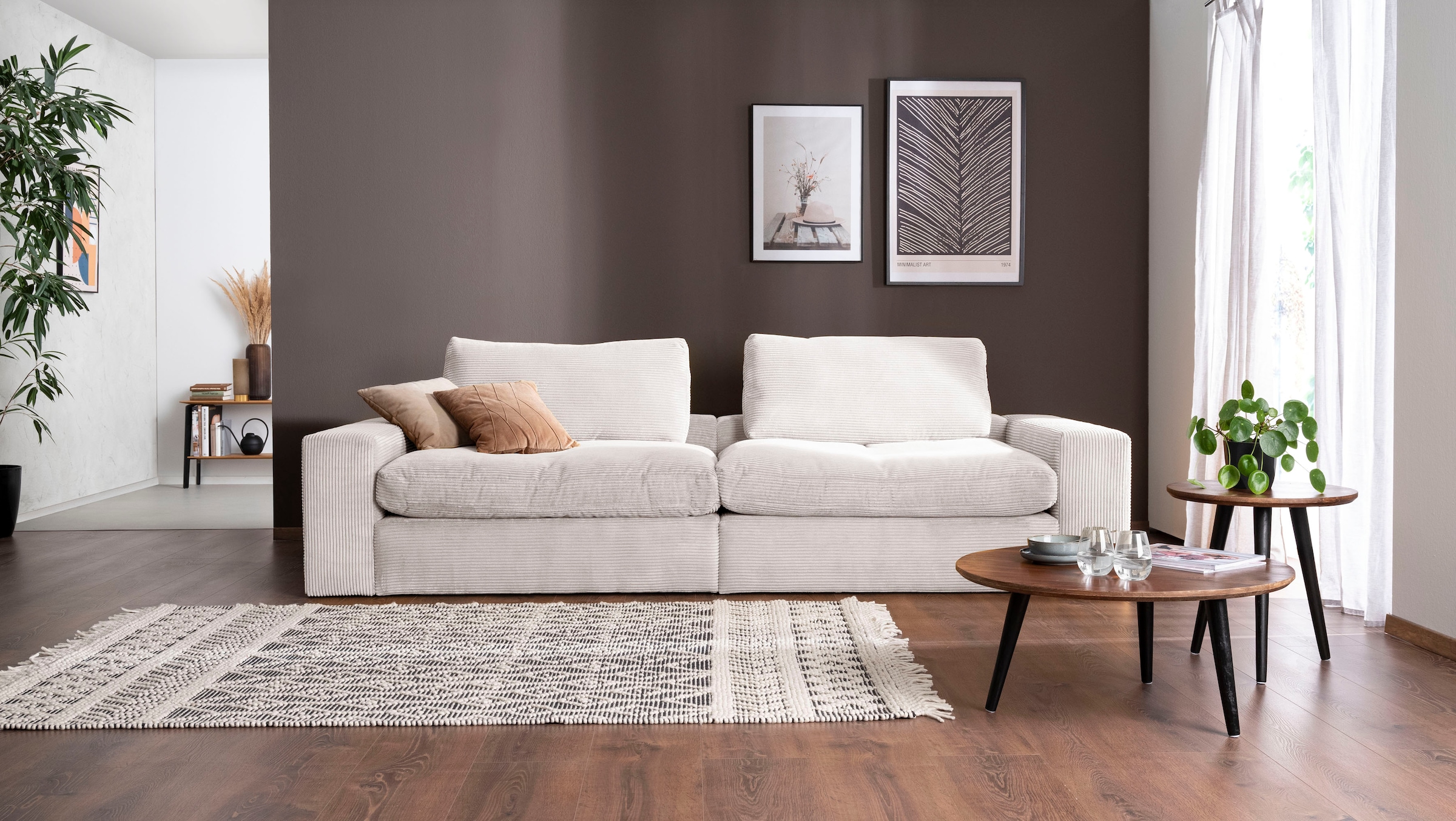 alina Big-Sofa »Sandy«, mit losen Sitz und Rückenkissen, in modernem Cordstoff