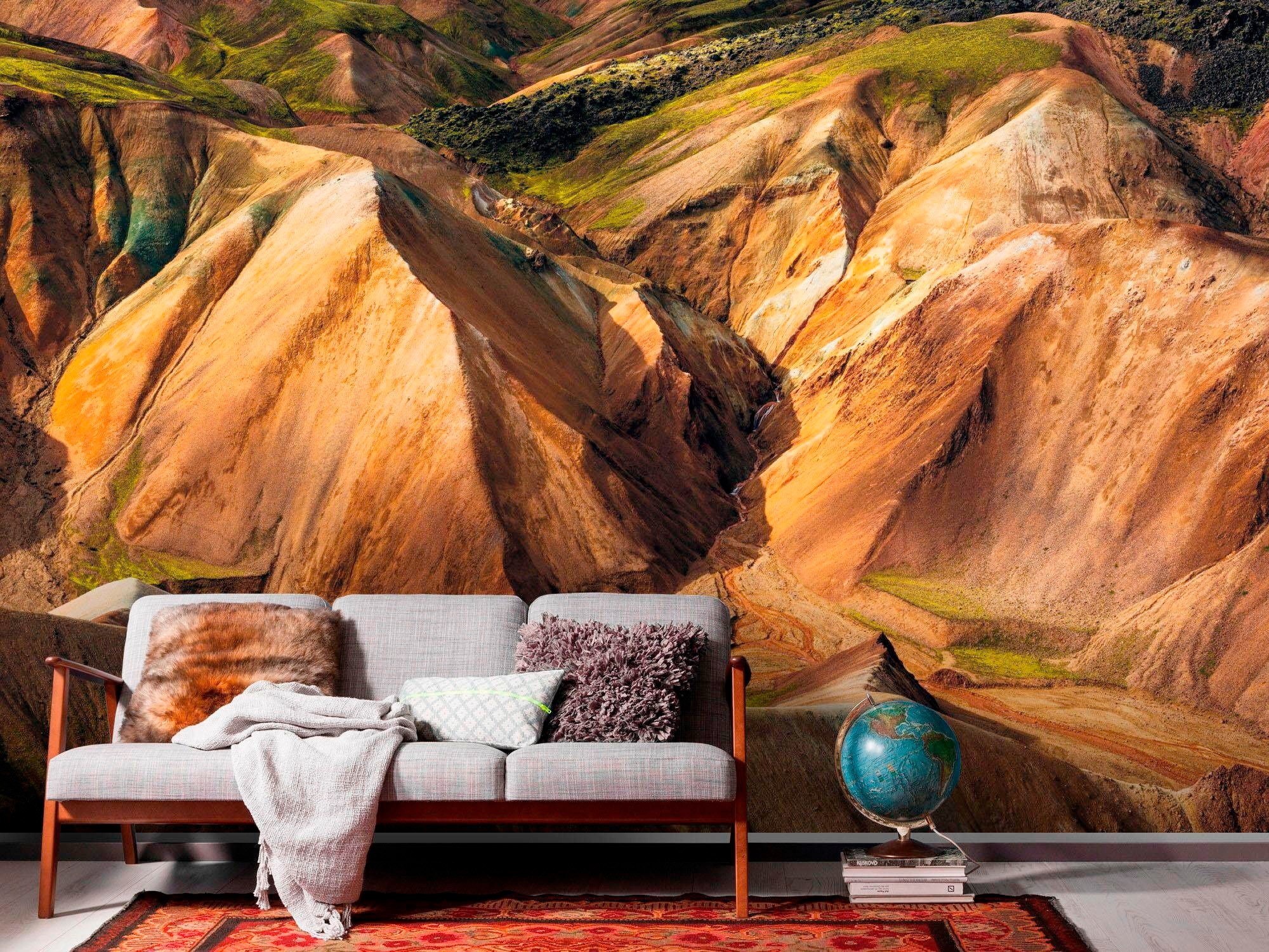 Komar Vliestapete »Digitaldruck Vlies - Shiny Mountains - Größe 400 x 250 cm«, bedruckt, Wohnzimmer, Schlafzimmer