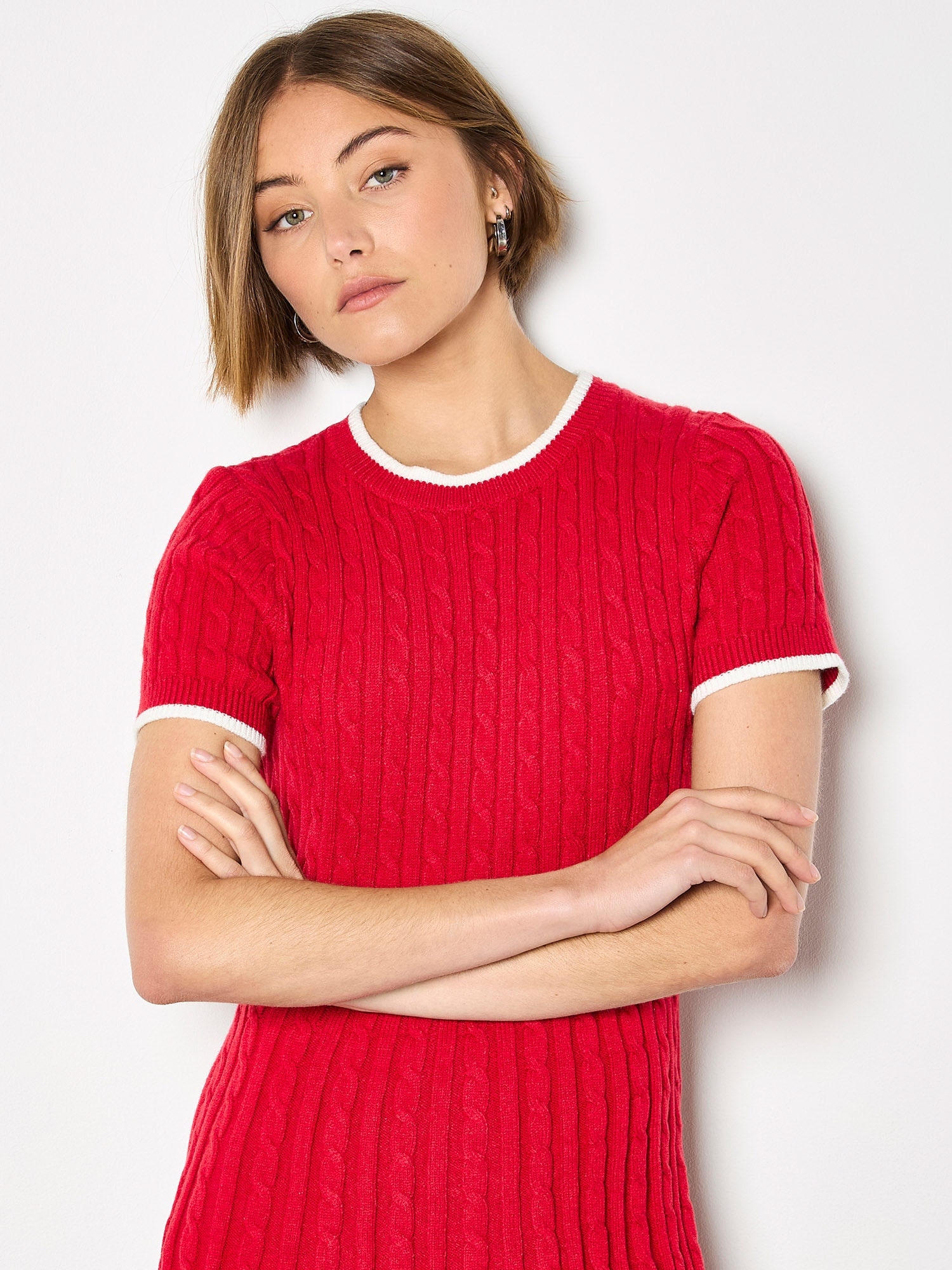 Apricot Strickkleid »Skater-Minikleid« mit Zopfmuster