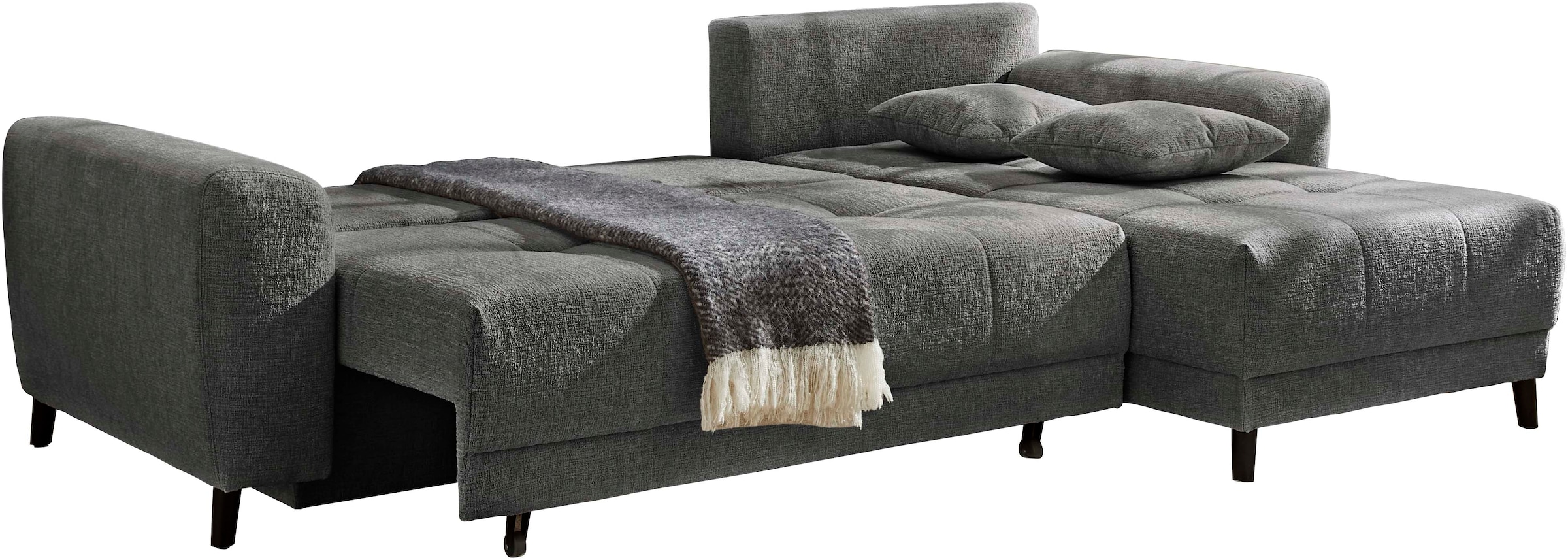 Jockenhöfer Gruppe Ecksofa »Beverly L-Form, B: 251 cm« mit Bettfunktion, Bettkasten & Zierkissen