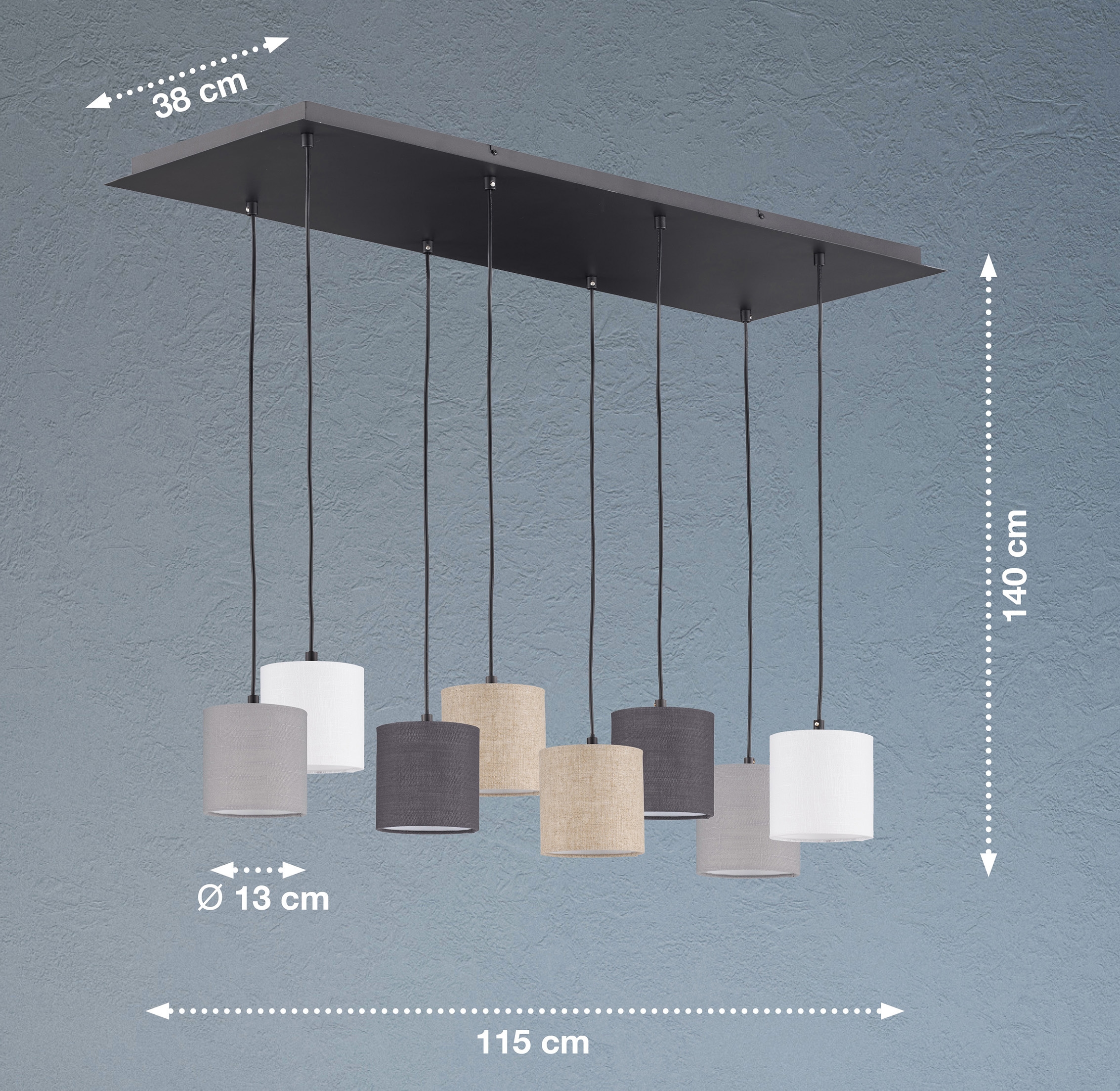 FISCHER & HONSEL Pendelleuchte »Isko«, 8 flammig, Leuchtmittel E14 | ohne Leuchtmittel