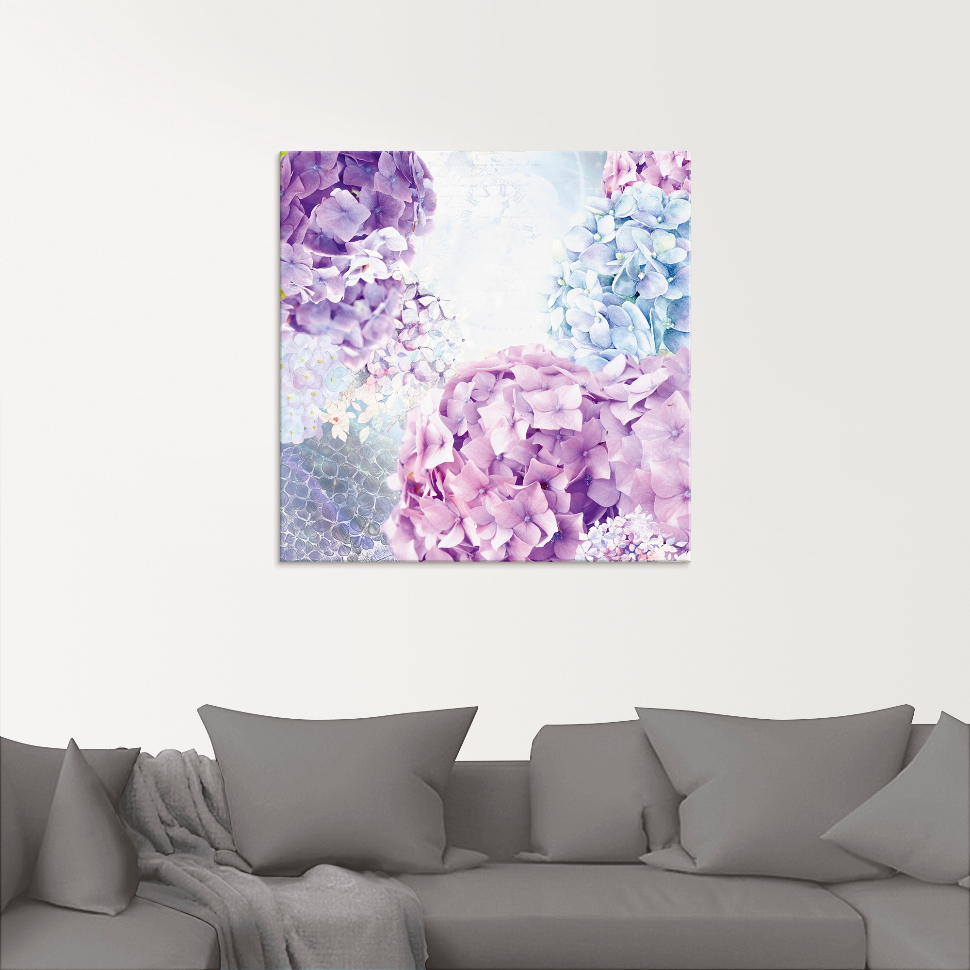 Artland Glasbild »Blau und Pink Hortensie« 1 Stk. tlg. in verschiedenen Größen