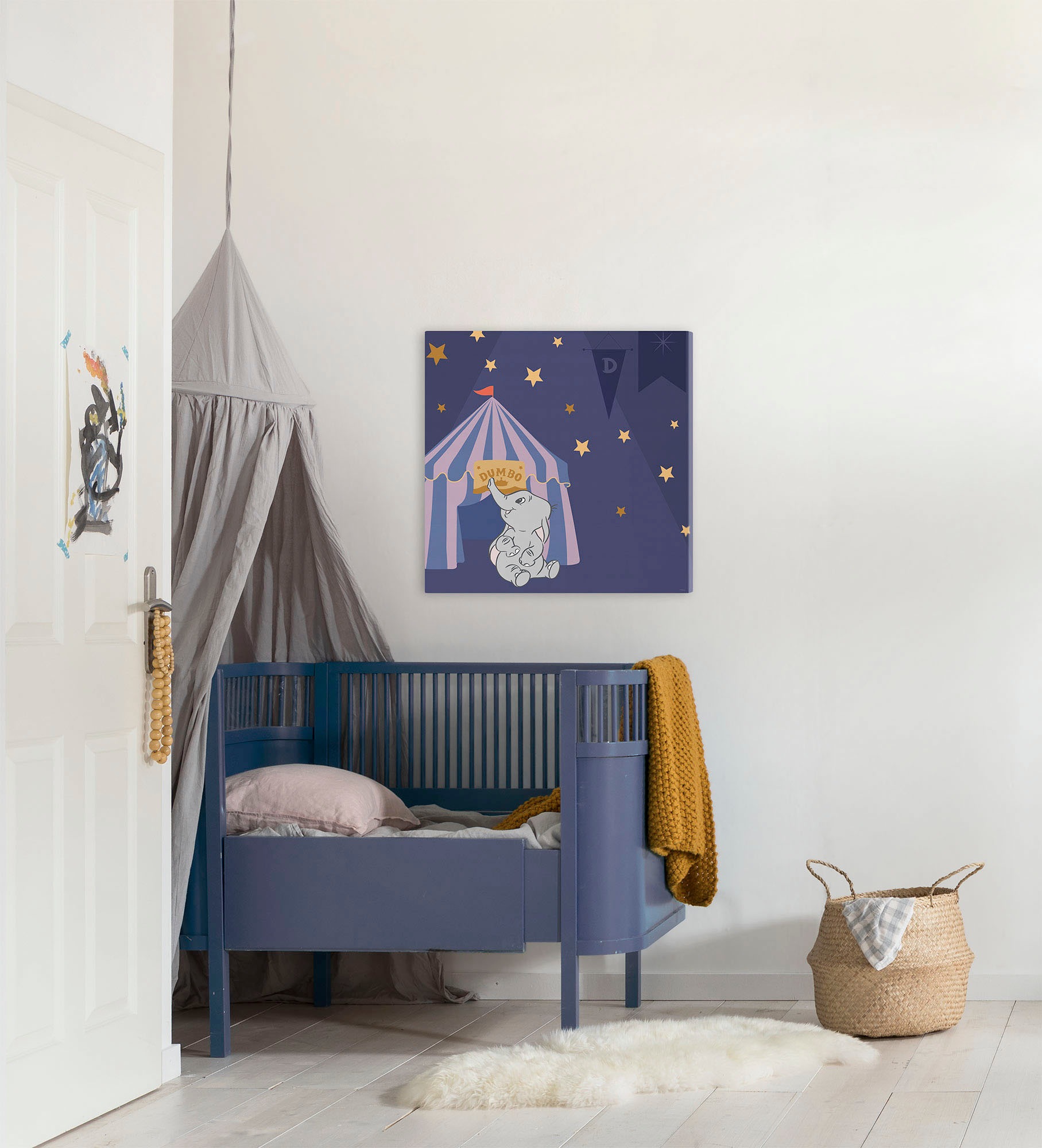 Komar Leinwandbild »Keilrahmenbild - Starry Night with Dumbo - Größe 60 x 60 cm«, Disney, (1 St., 60 x 60 cm (Breite x Höhe)