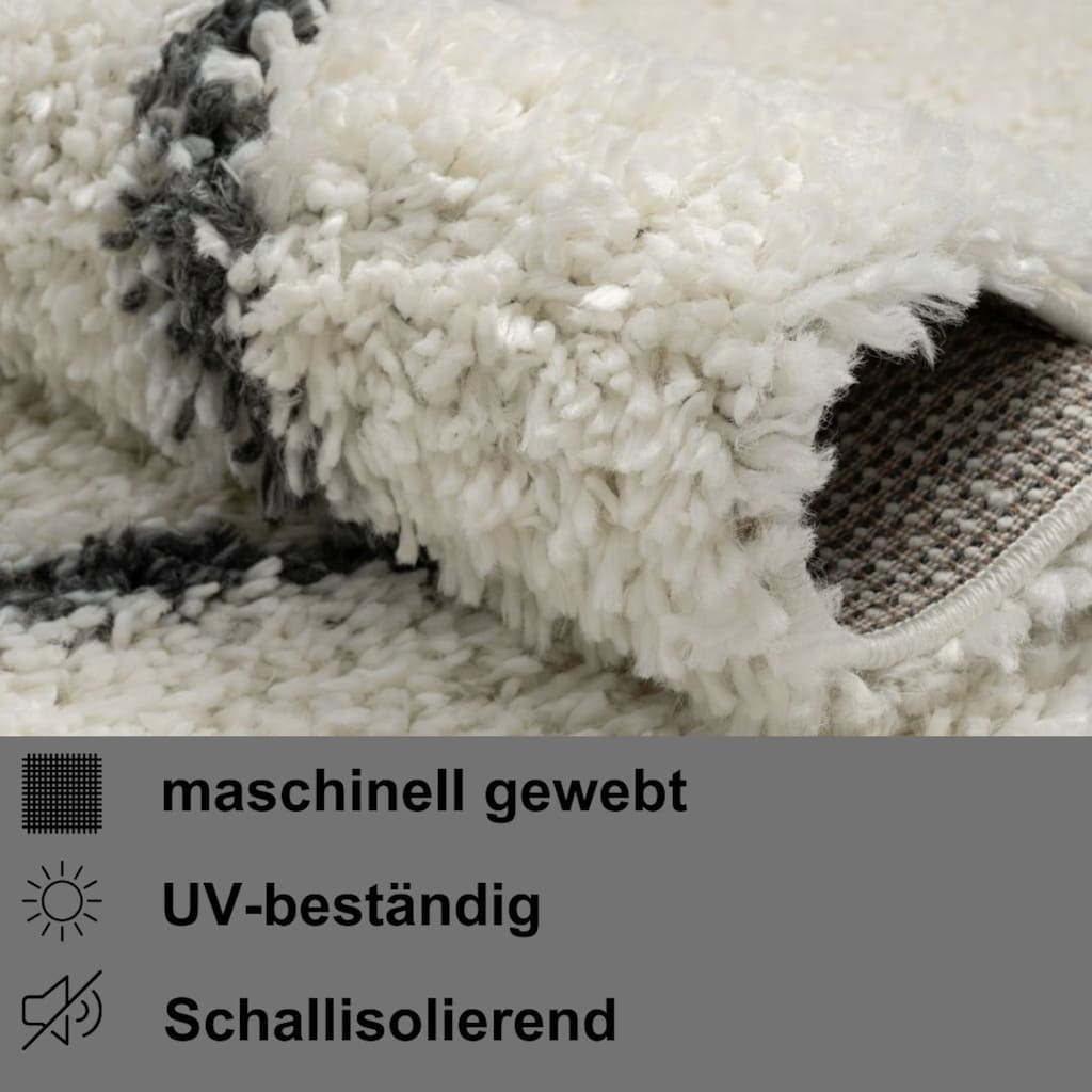 Myflair Möbel & Accessoires Hochflor-Teppich »My Shaggy Raute«, rechteckig, Shaggy, Scandi Rauten Design, leicht glänzend, extra flauschig