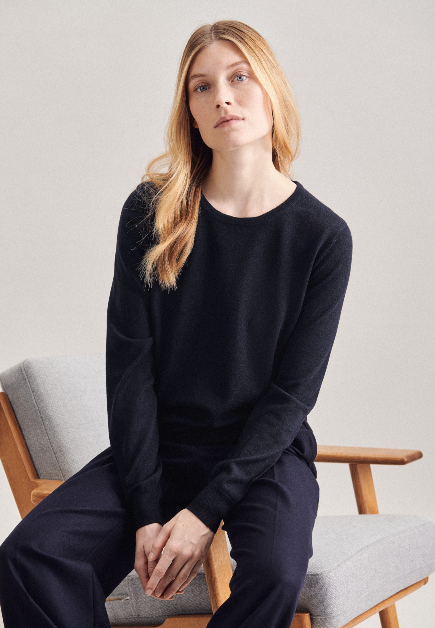 seidensticker Strickpullover »Schwarze Rose«, Rundhals Uni