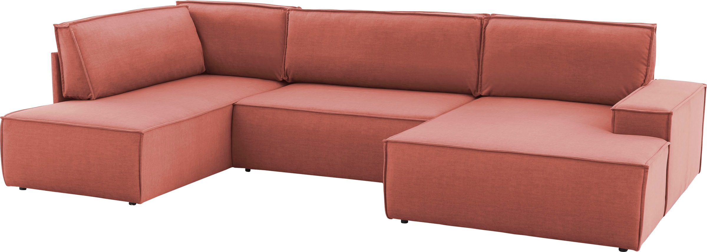 Home affaire Wohnlandschaft »SHERWOOD 329 cm, U-Form, Schlafsofa,«, Schlaffunktion m. Bettkasten (194x139 cm), Cord, Vintage, Samtvelours