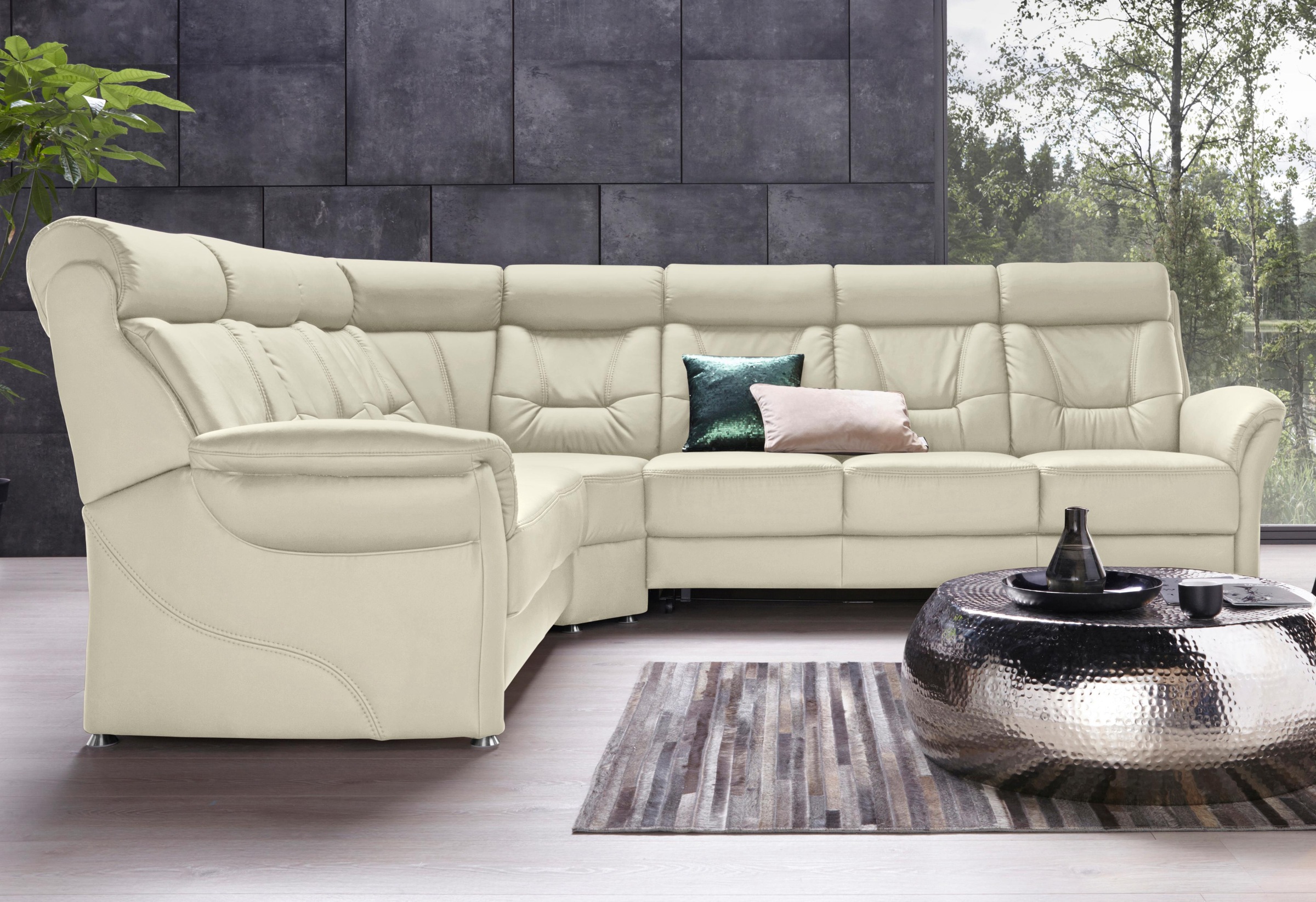 Places of Style Ecksofa »Sardinien L-Form«, mit Kopfteilverstellung, wahlweise mit Bettfunktion