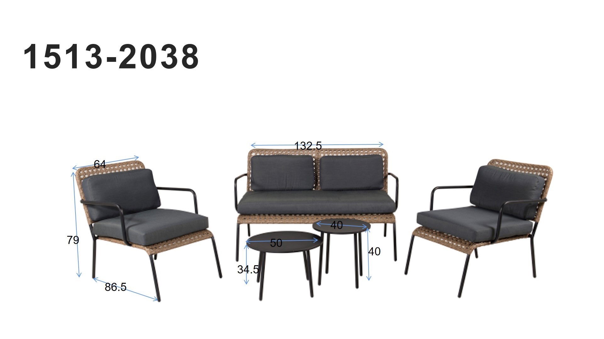 Venture Home Gartenlounge-Set »Paola, großzügiges Outdoor-Set für hohen Sitzkomfort« 5 tlg. Loungemöbel rund, Stoffbezug, angenehm, wetterfest
