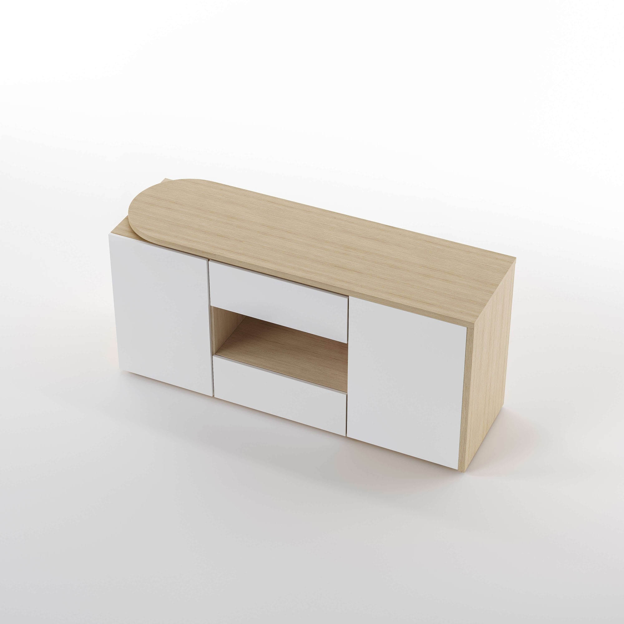 TemaHome Sekretär »ein Sideboard und Schreibtisch, ausziehbar, über Eck,«, mit 2 Schubladen, 1 Tür, offene Fächer, mit Kabeldurchführung