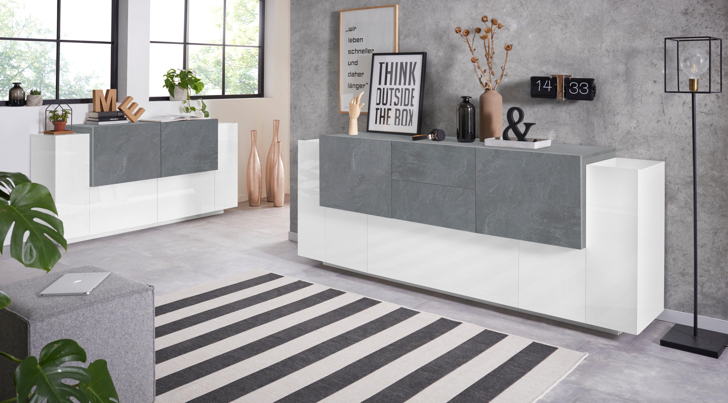 INOSIGN Sideboard »Coro, Kommode, Schrank, Kredenz, grifflos mit Einlegeböden«, 4 Türen, Doppeltiefe, B/T/H 160x86x45cm
