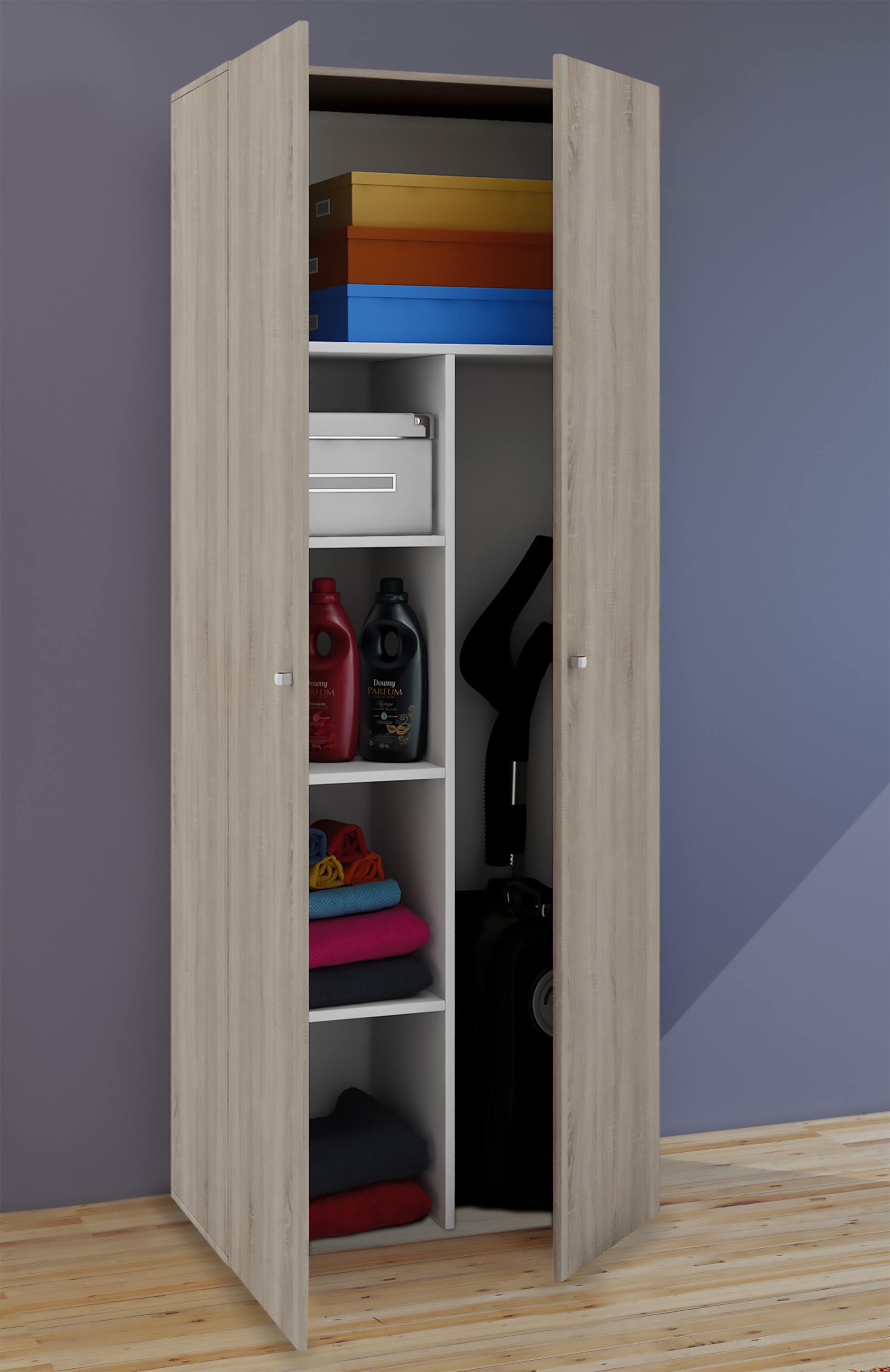 VCM Mehrzweckschrank »VCM Holz-Besenschrank | 6 Fächer | Maße ca. B. 70 x H. 178 x T. 40 cm | Haushaltsschrank | Mehrzweckschrank - Vandol«, (1 St.)