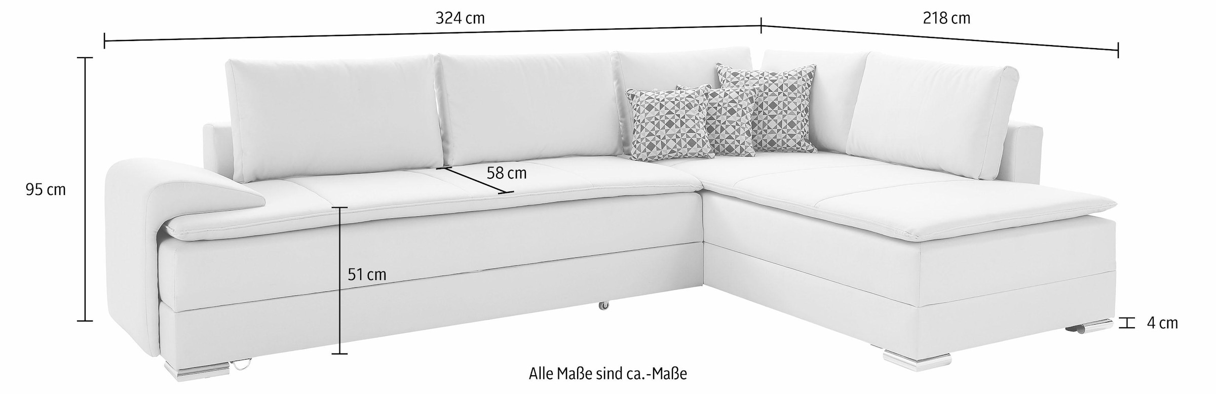 INOSIGN Ecksofa »Night & Day L-Form«, mit Bettfunktion 180 cm, Dauerschlaffunktion