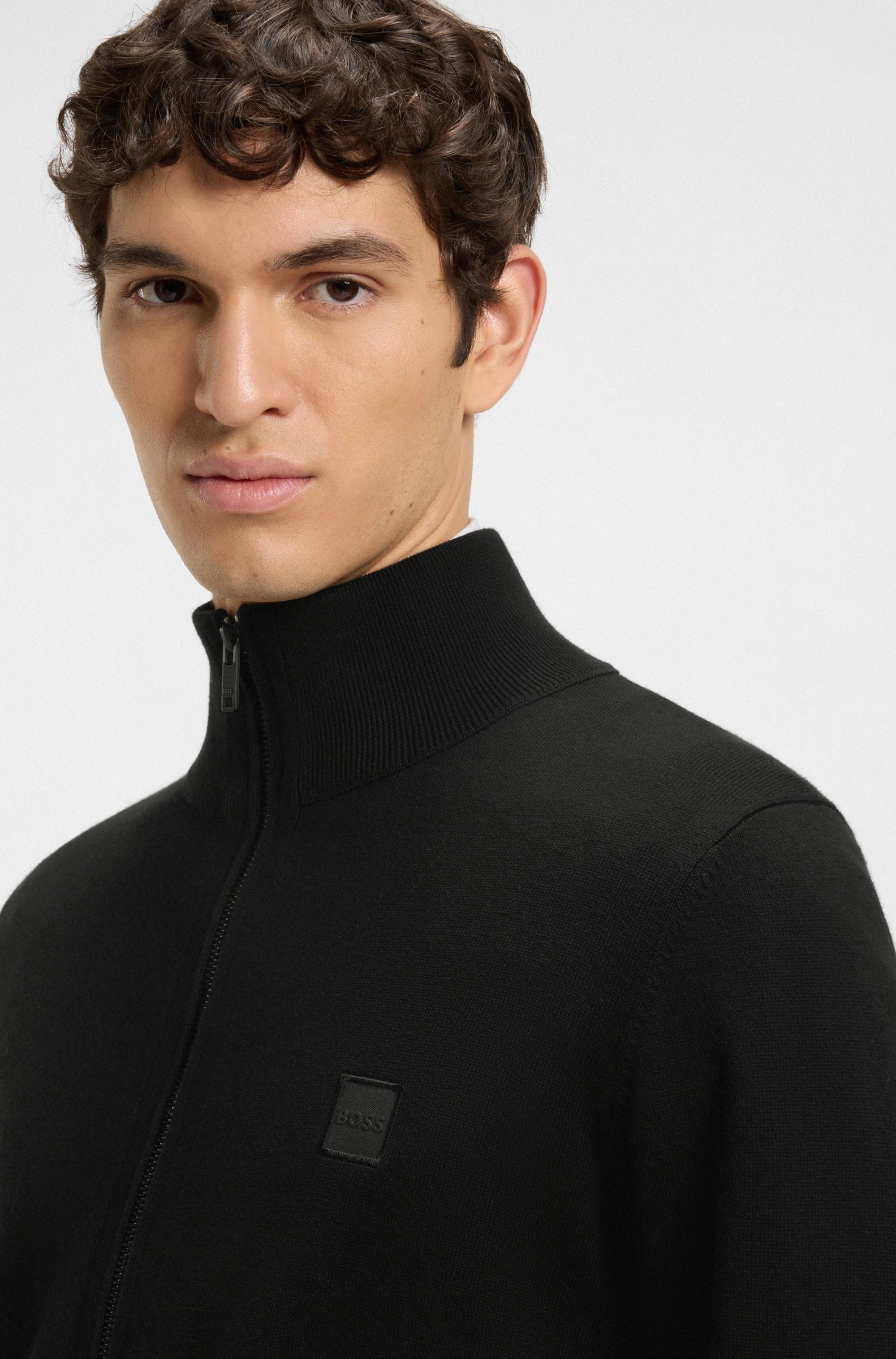 BOSS ORANGE Strickjacke »Kanozip« mit Reißverschluss