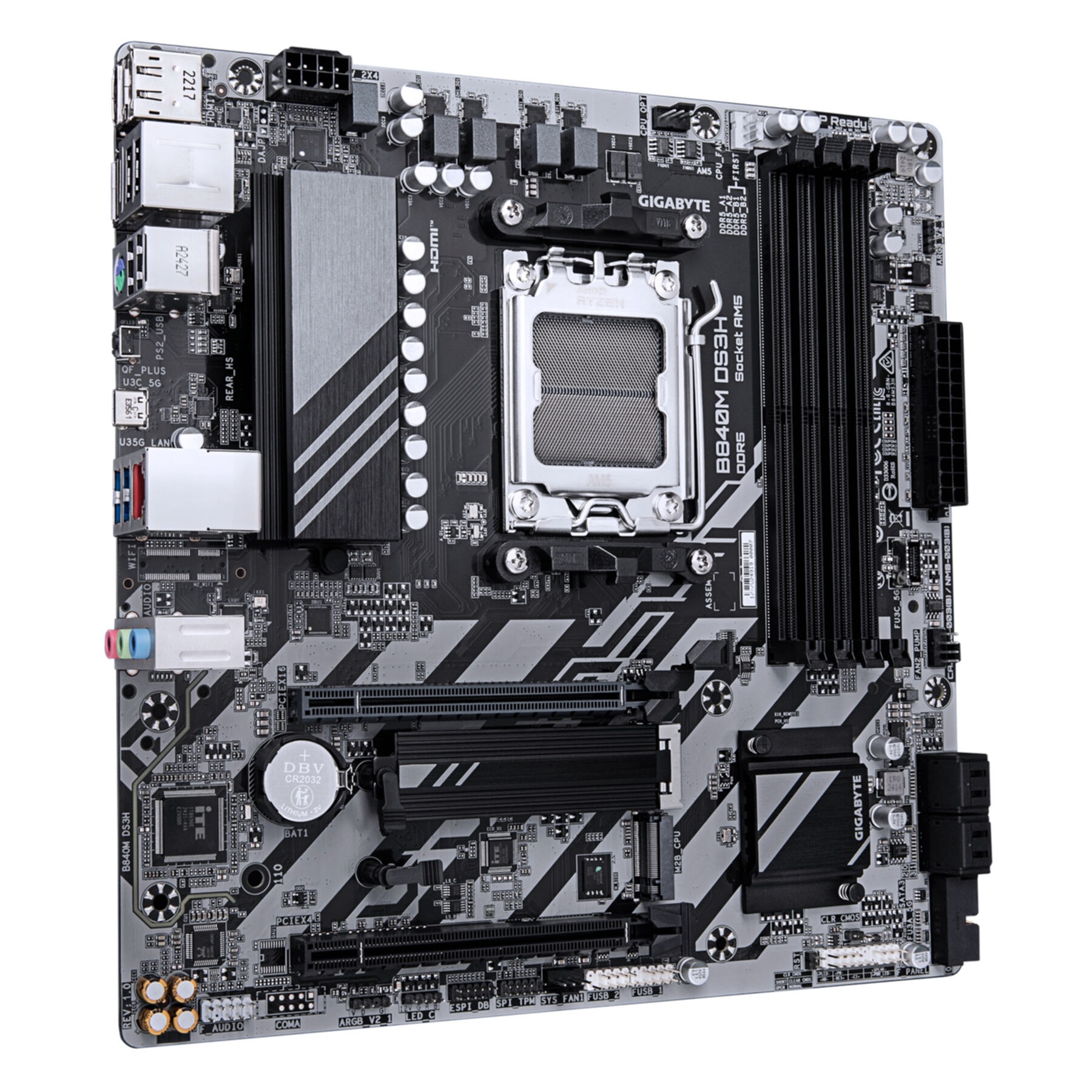 Gigabyte Mainboard »B840M DS3H Mainboard – AMD Ryzen 9000 CPUs, 8+2+2 Phasen VRM, bis zu 8«