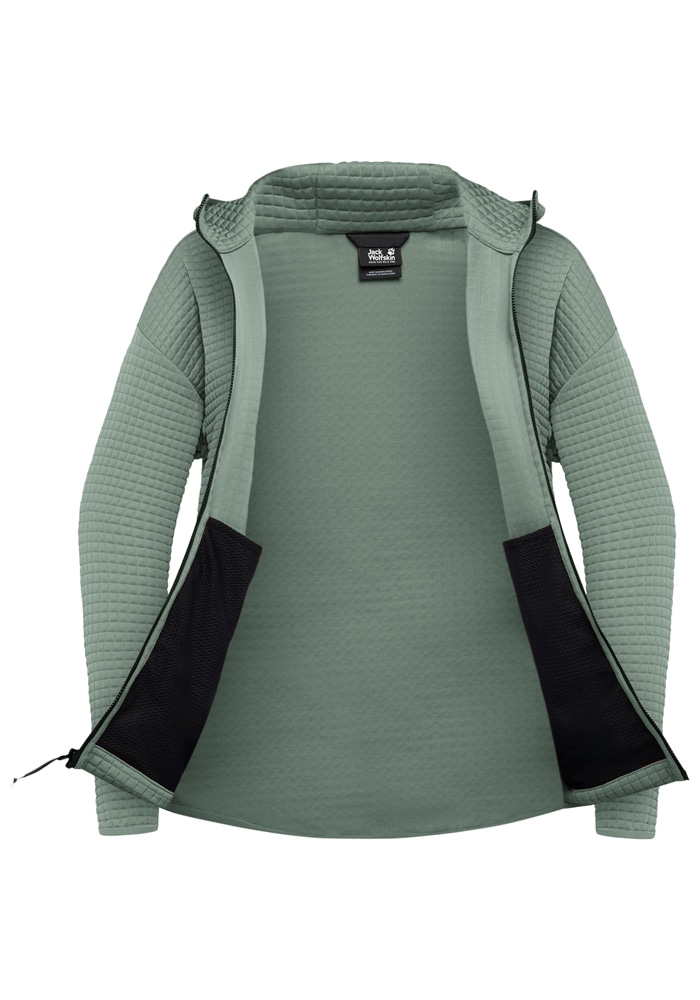 Jack Wolfskin Fleecejacke »MOGARI HOODED FZ W« mit Kapuze atmungsaktiv, leicht, Übergangsjacke, Waffel-Optik