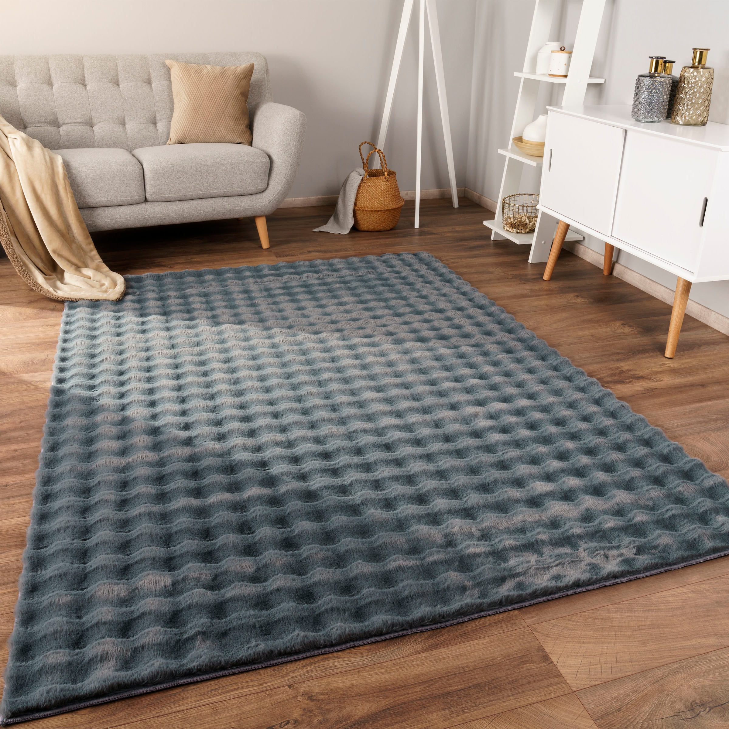 Paco Home Hochflor-Teppich »Arnheim 741«, rechteckig, 34 mm Höhe, Uni Farben, modernes Design, besonders weich, Hoch-Tief Effekt