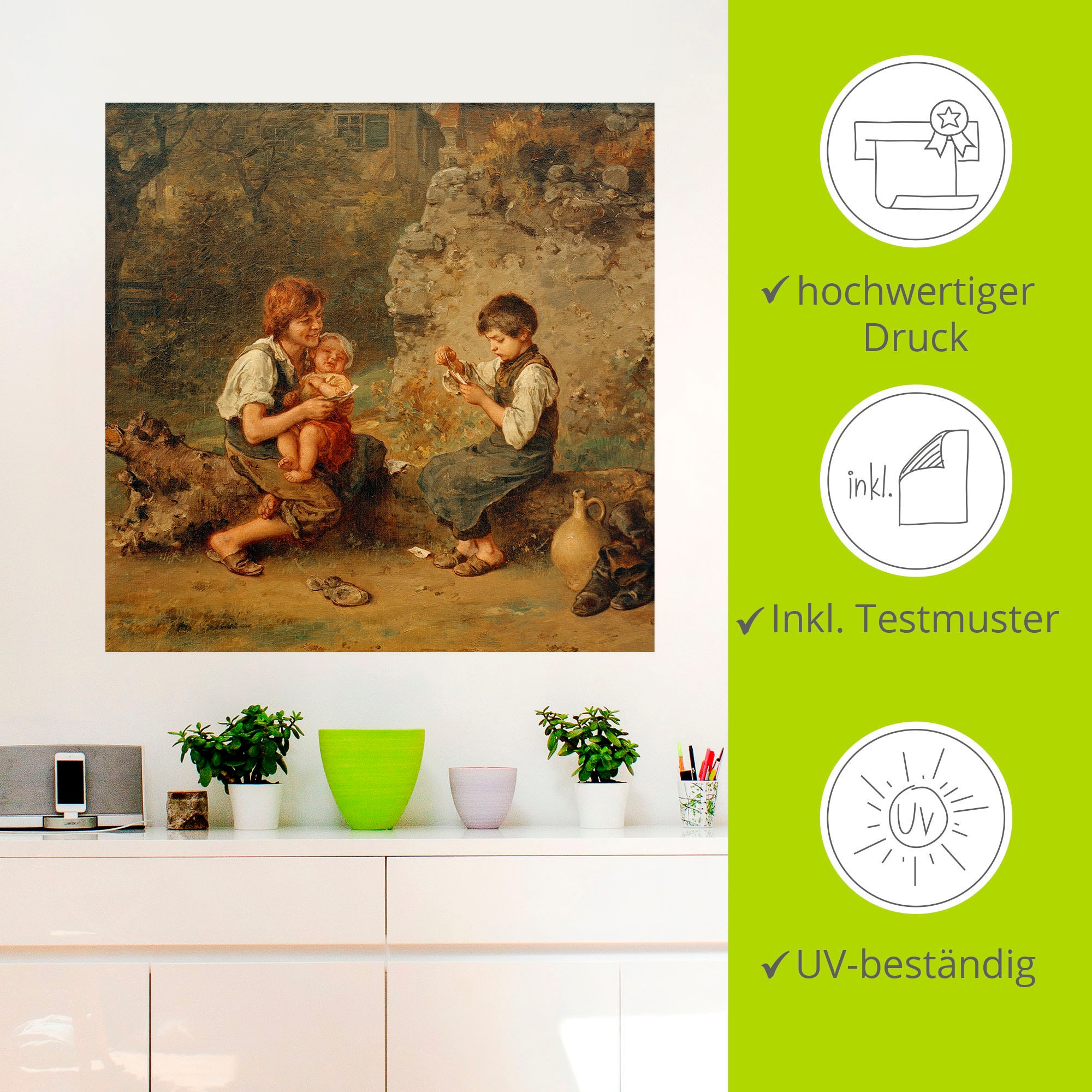 Artland Wandbild »Kartenspielende Schusterjungen«, Bilder von Berufen, (1 St.), als Alubild, Leinwandbild, Wandaufkleber oder Poster in versch. Größen