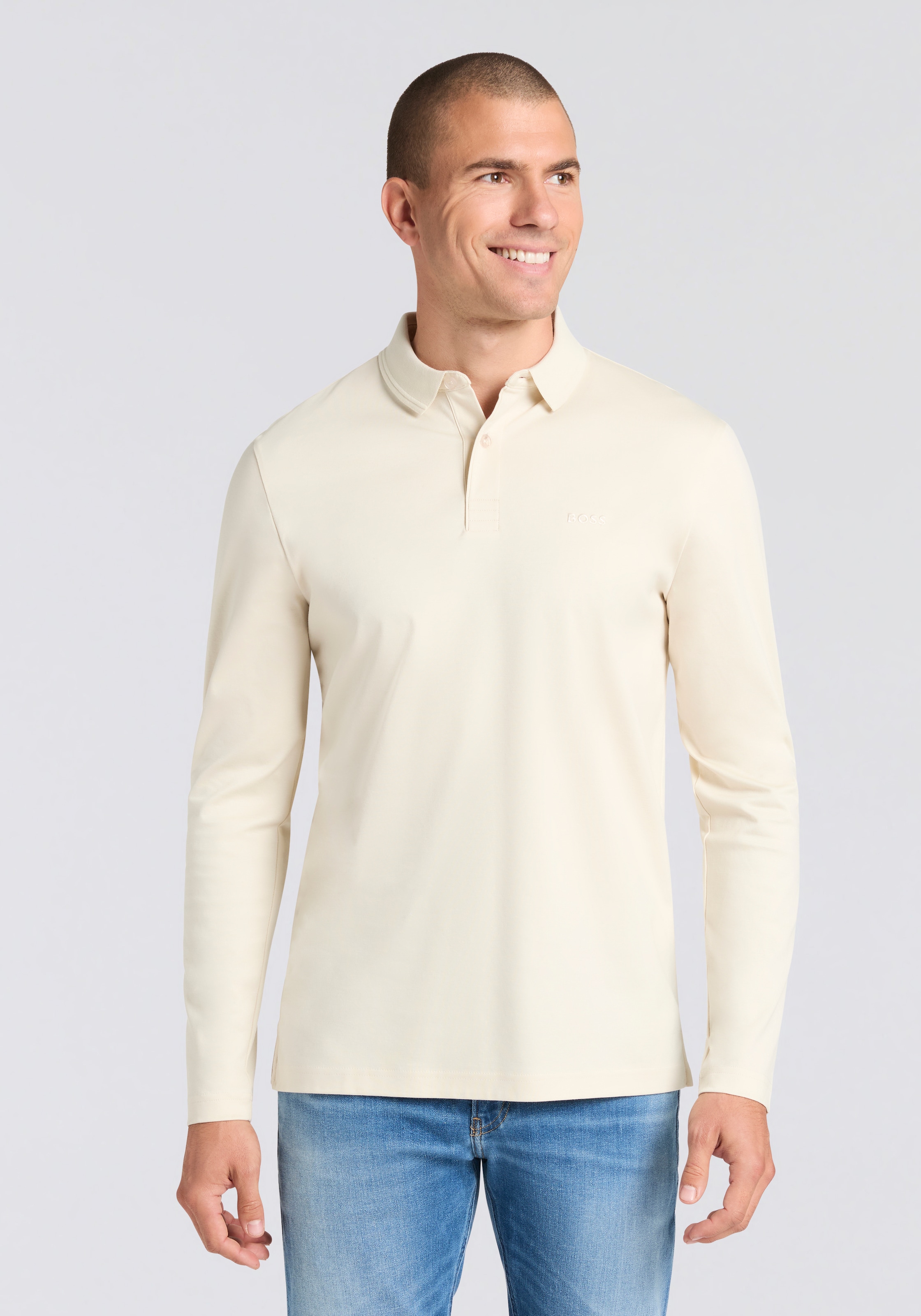 BOSS GREEN Langarm-Poloshirt »Pirol« Langarm, regular fit, Logo-Stickerei