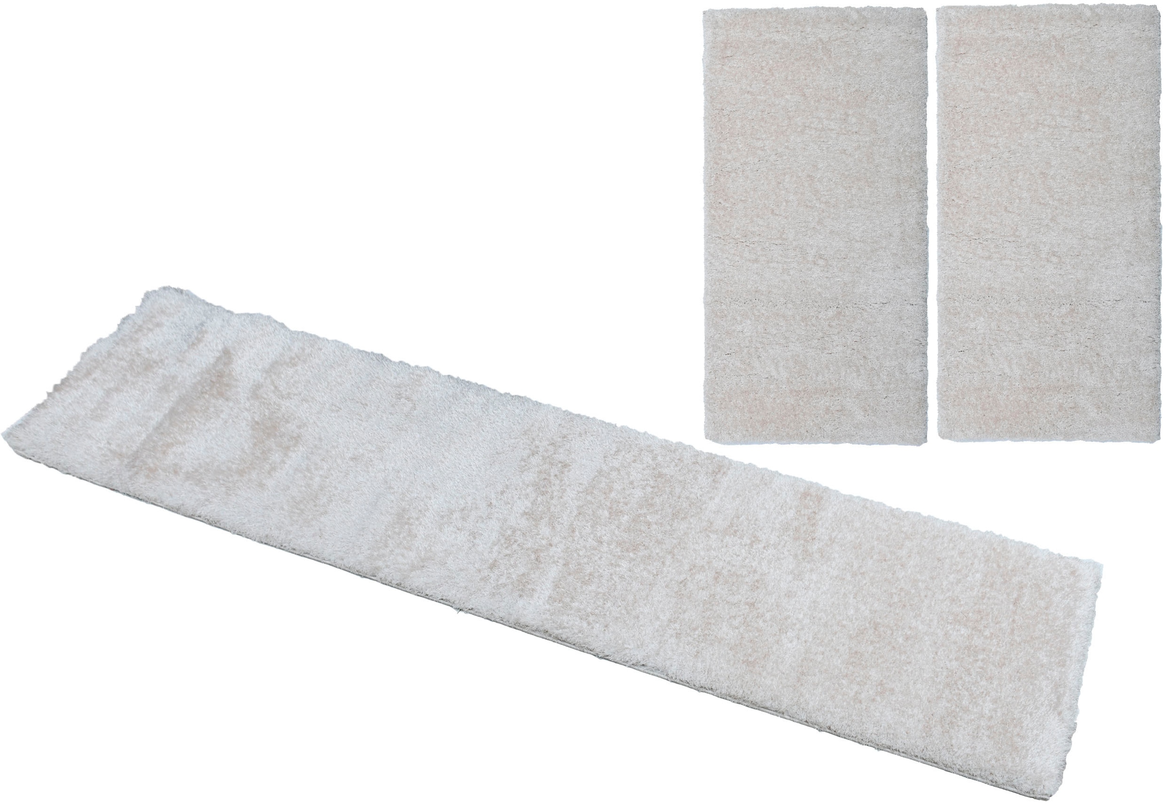 my home Bettumrandung »Malin«, (3 tlg.), Hochflor, Shaggy, Uni-Farben, leichter glanz, Microfaser, Pflegeleicht