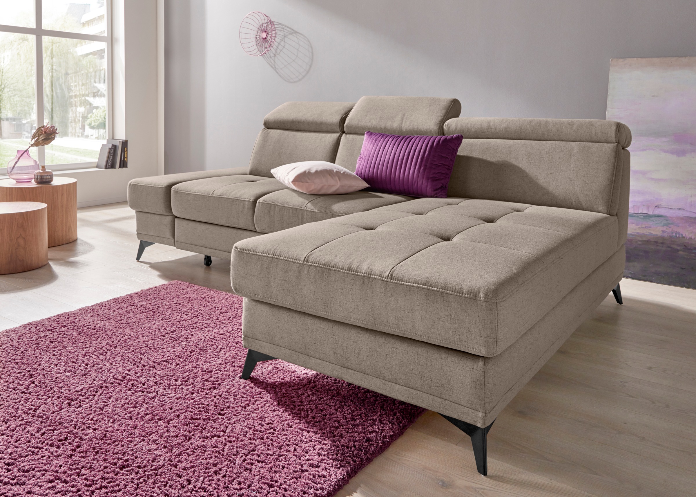 INOSIGN Ecksofa »Cardiz L-Form«, inkl.Kopfteilverstellung und Federkern wahlweise mit Bettfunktion