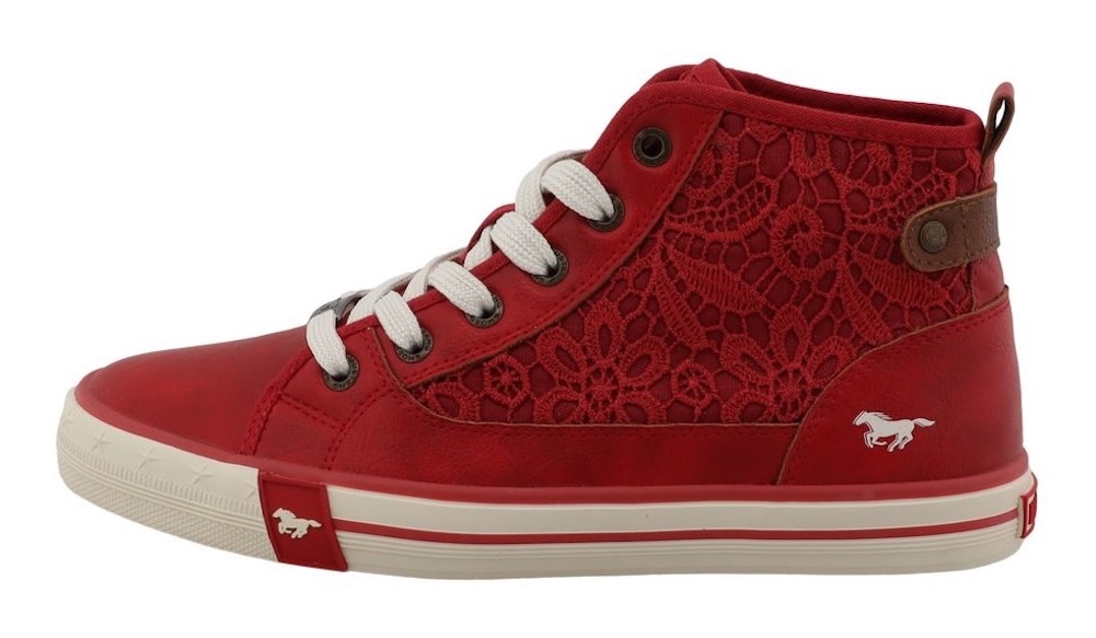 Mustang Shoes Sneaker »Winona«  Schnürboots, High Top-Sneaker mit Blüten-Stickerei