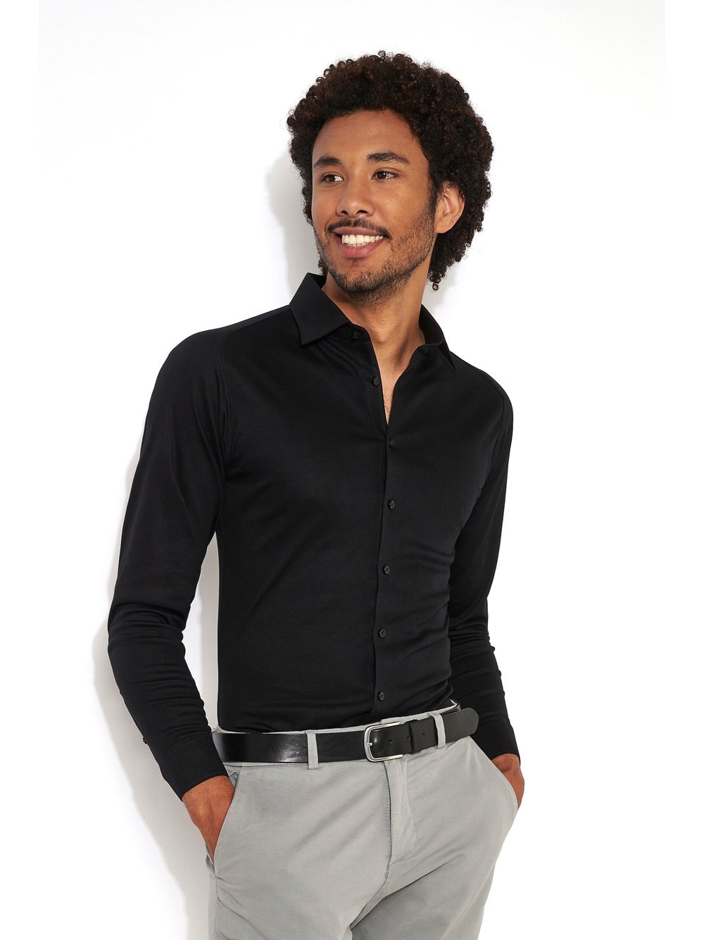 DESOTO Langarmhemd »Jerseyhemd Casual Kent langarm« Flexibler Stretch