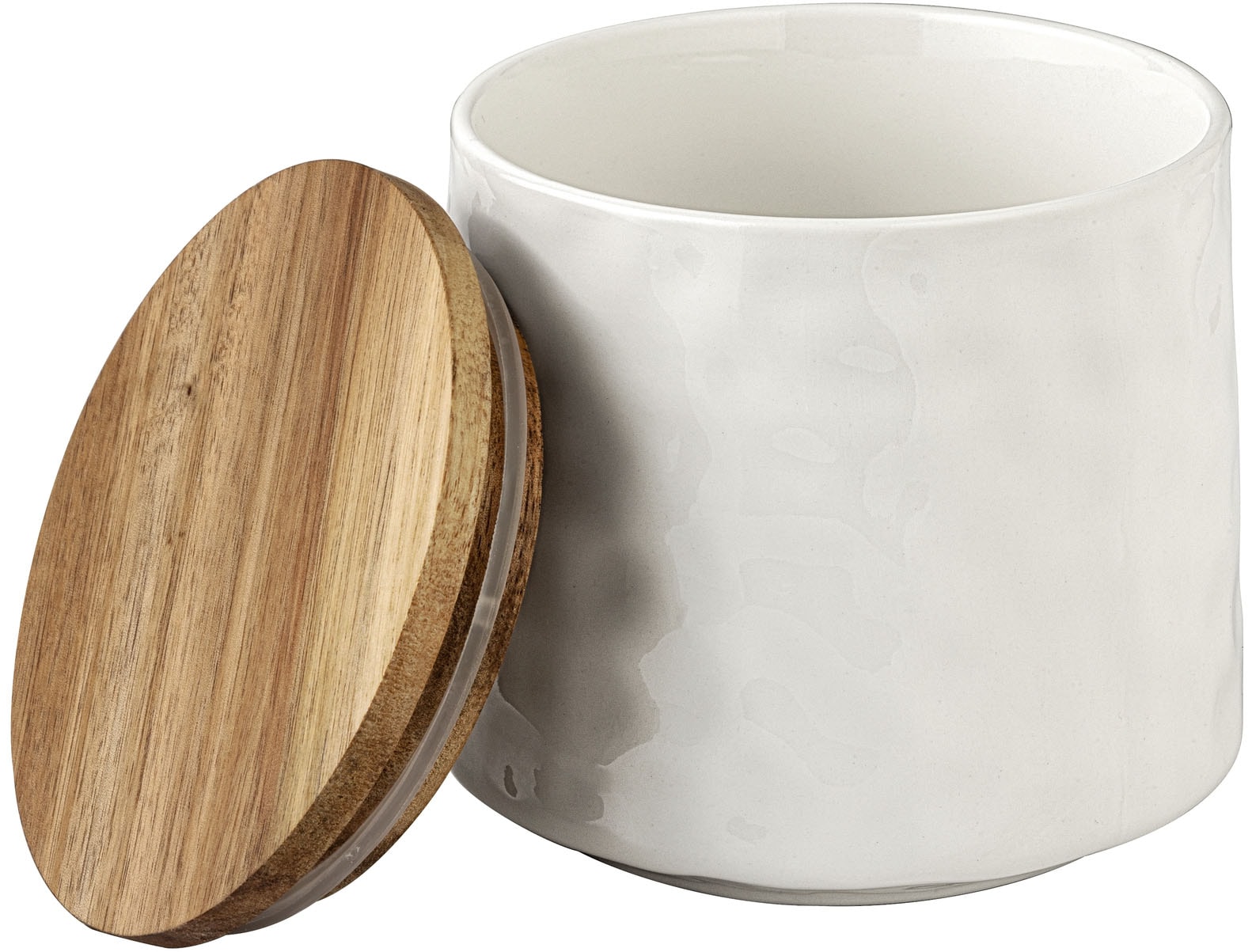 SCHÖNER WOHNEN-Kollektion Vorratsdose »ADELLE« Set, 2 tlg. tlg. Aufbewahrungsdose aus Keramik, Akazienholz-Deckel, luftdicht, 550 ml