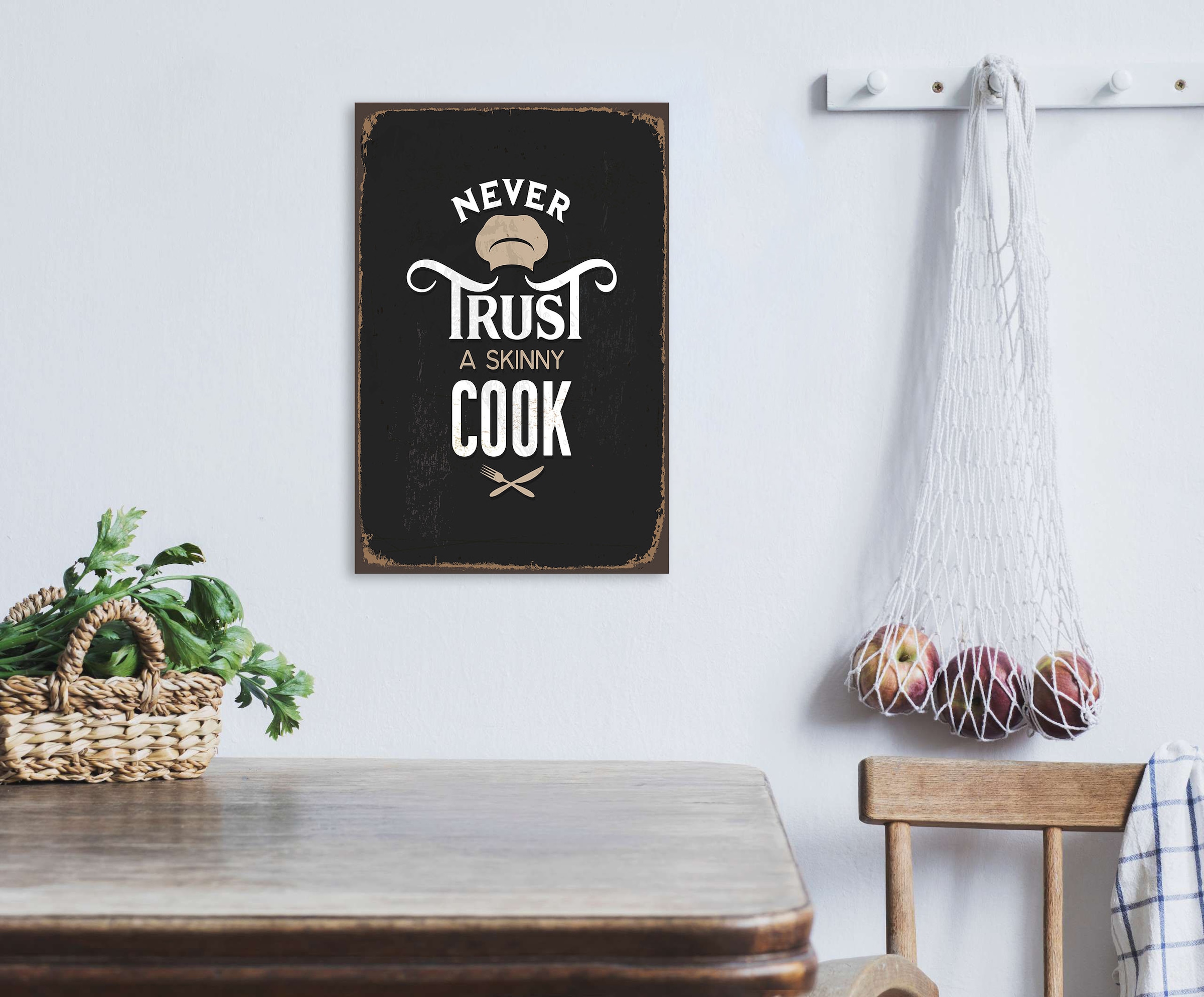 queence Metallbild »Skinny Cook«, Schriftzüge, (1 St.)