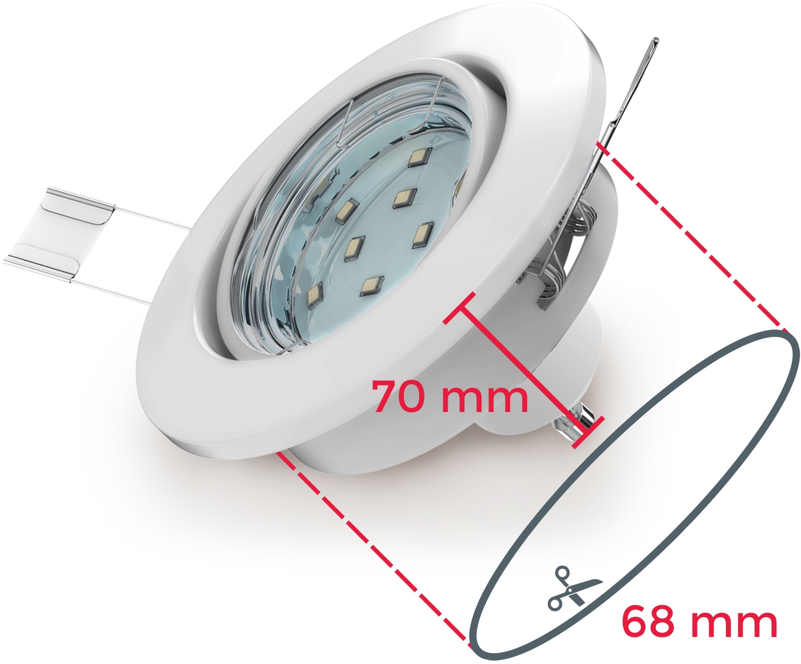 B.K.Licht LED Einbauleuchte »Hila«, 6er-Set, inkl. GU10 LED-Leuchtmittel, Leuchtenkopf schwenkbar, Schutzart IP23