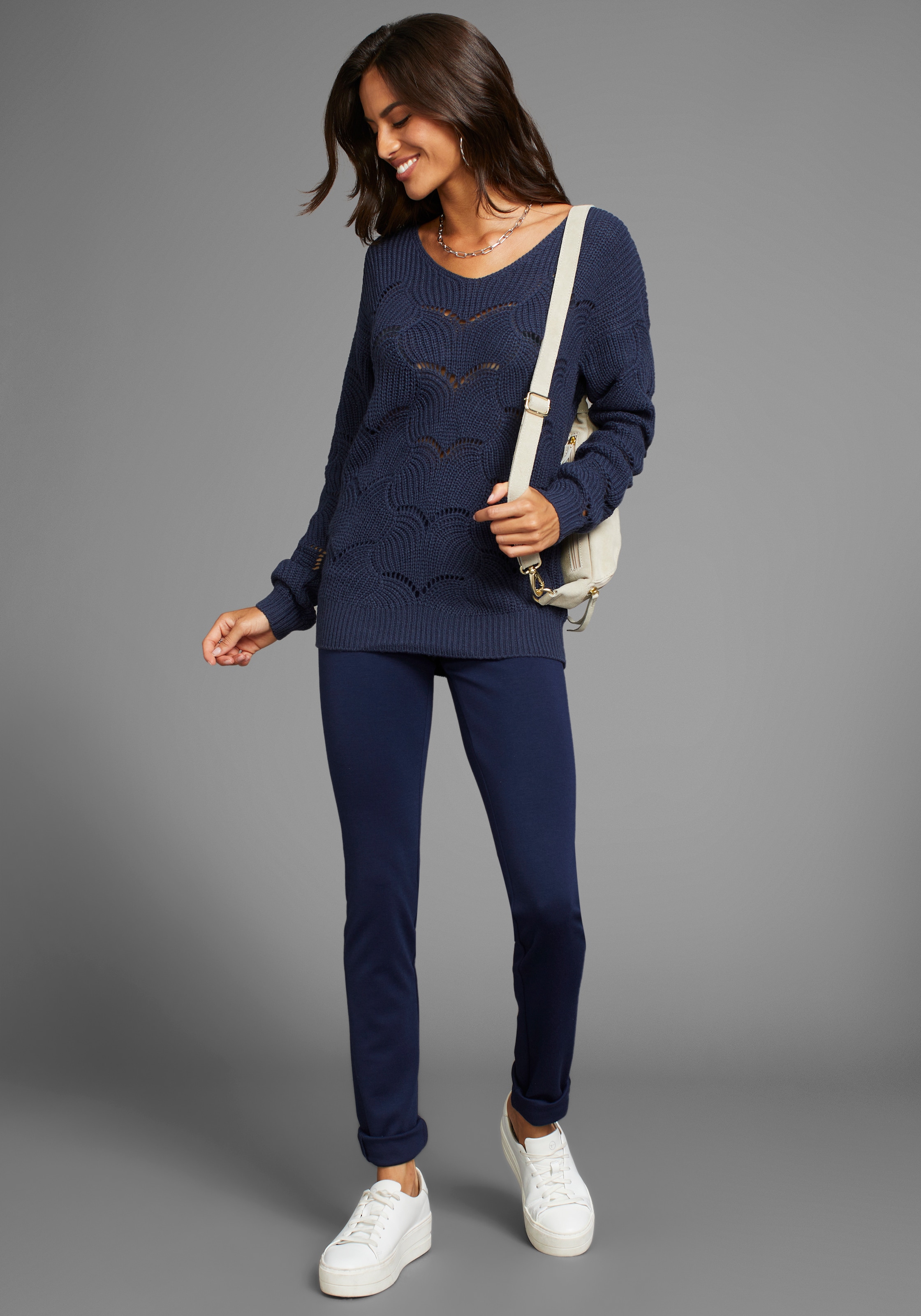 Laura Scott Strickpullover, mit modischem Strickmuster