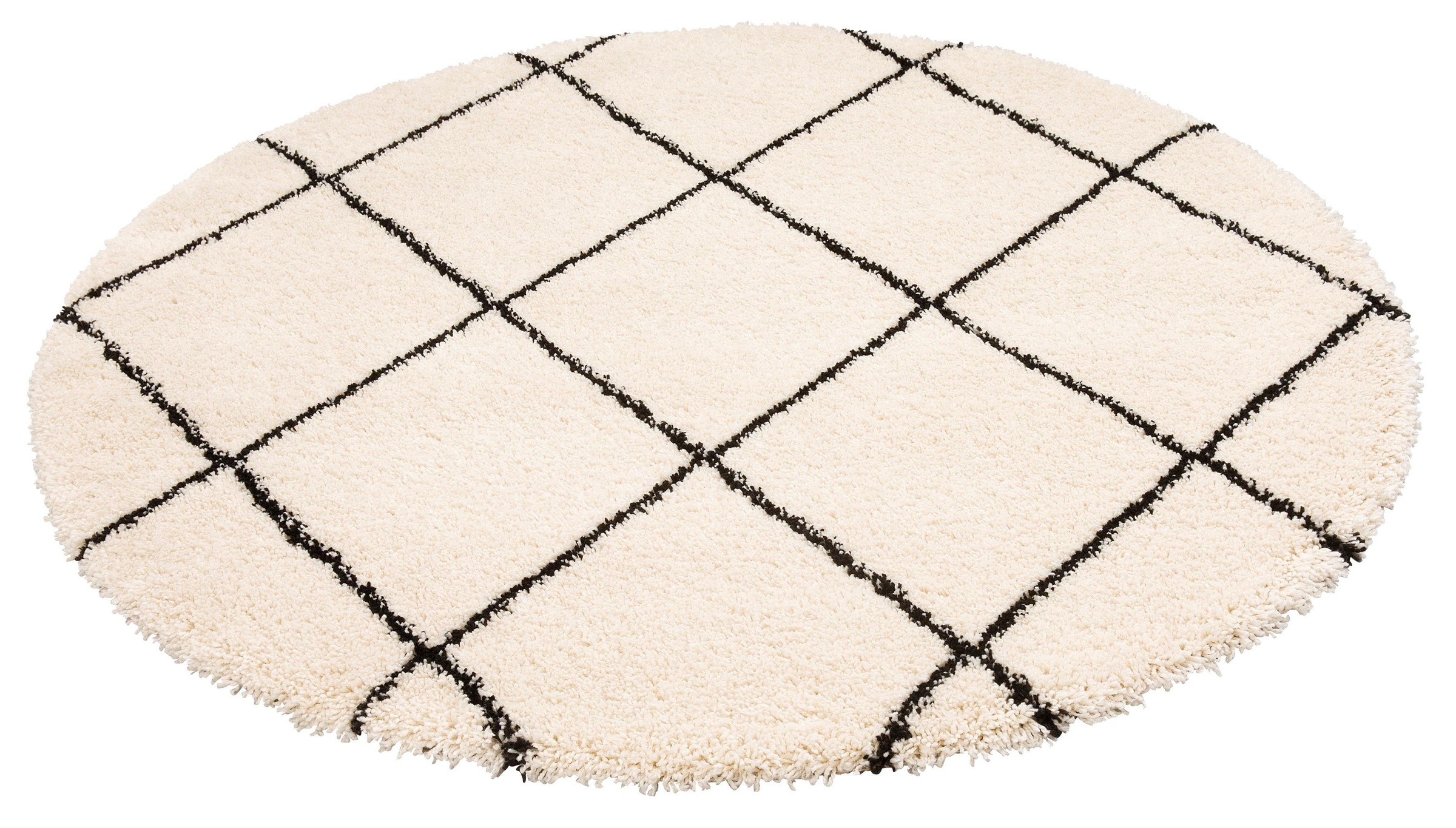 Leonique Hochflor-Teppich »Belle«, rund, 35 mm Höhe, Rauten-Design, weiche Haptik