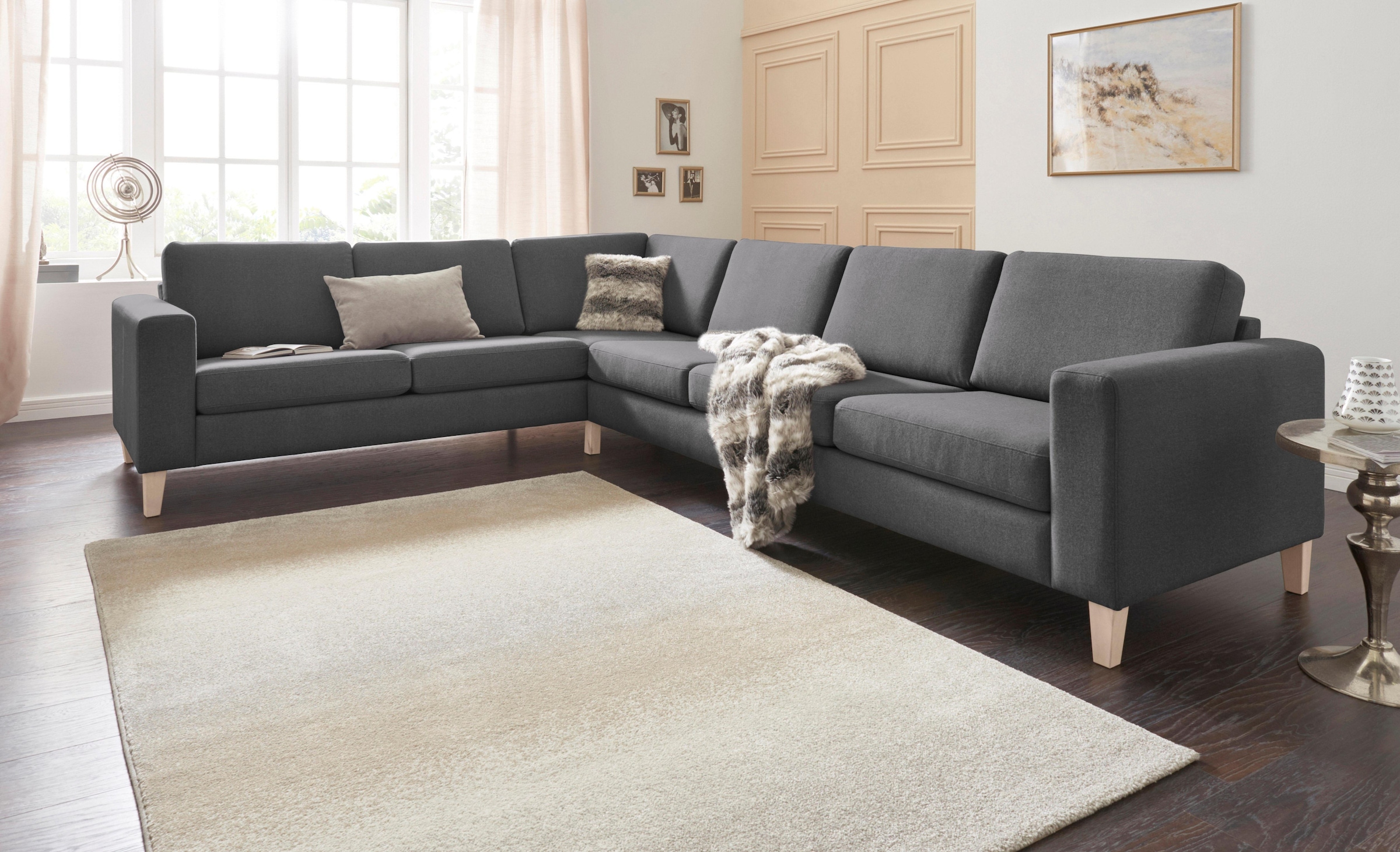 auf oder rechts home Ecksofa links bestellen Wellenunterfederung, »Terra«, langer mit ATLANTIC Raten collection Schenkel montierbar