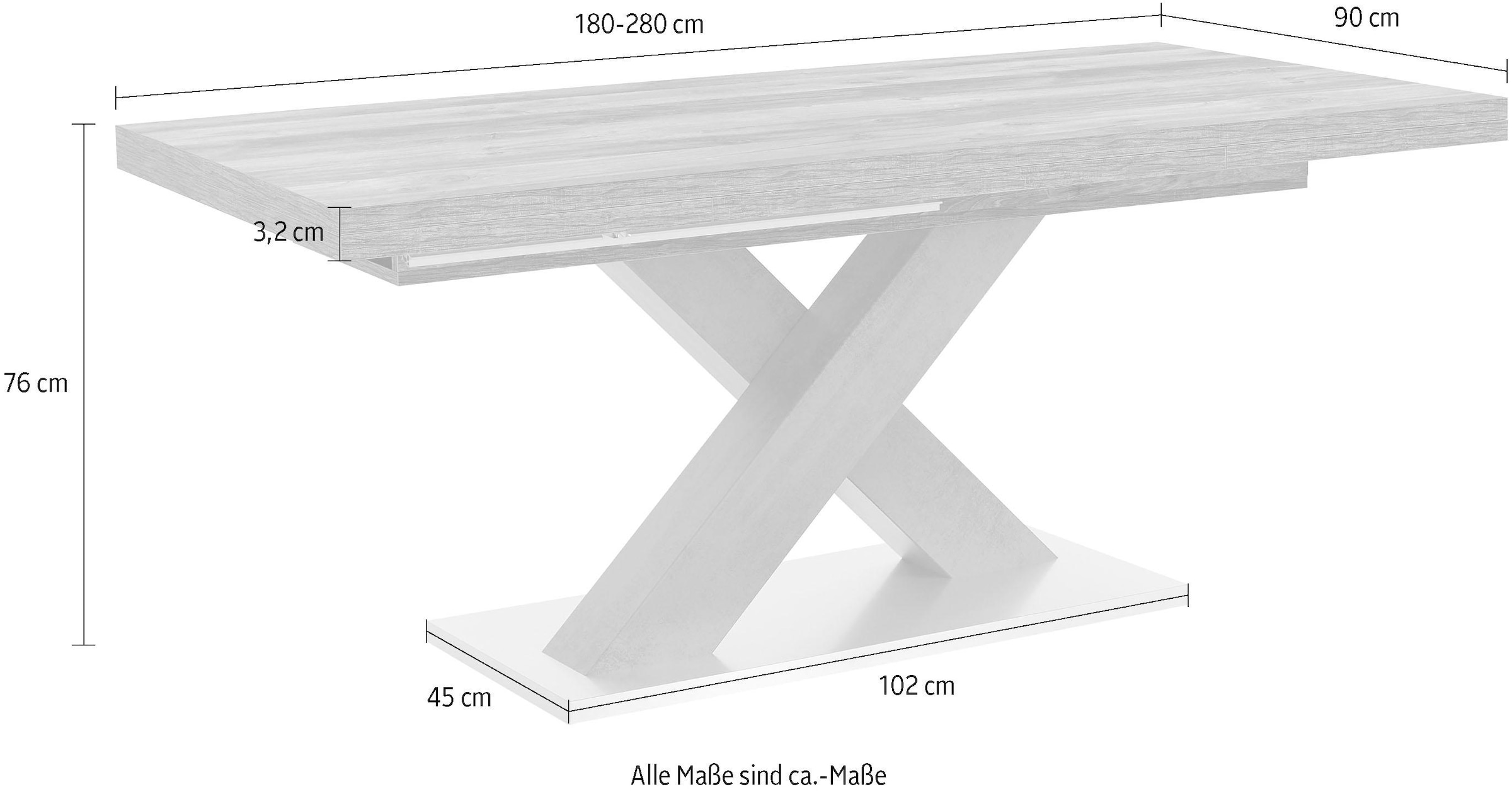 Mäusbacher Esstisch »Komfort C«, mit X-Gestell in graphit und mit  Auszugsfunktion, Breite 180-280 cm bequem kaufen