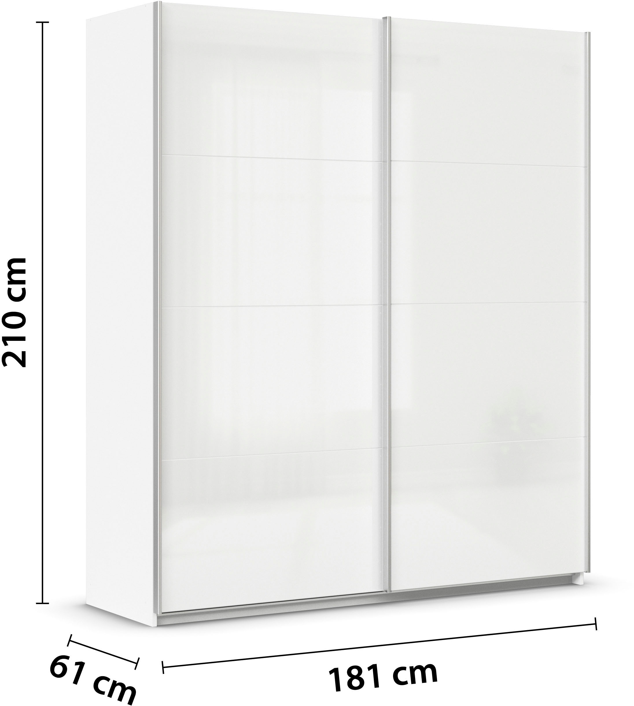 INOSIGN BY RAUCH Schwebetürenschrank »Kleiderschrank Schrank Garderobe Schlafzimmerschrank THANOS«, (in 3 verschiedenen Ausstattungen BASIC/CLASSIC/PREMIUM), Optional mit Spiegel, Metall-Griffleisten alufarben MADE IN GERMANY