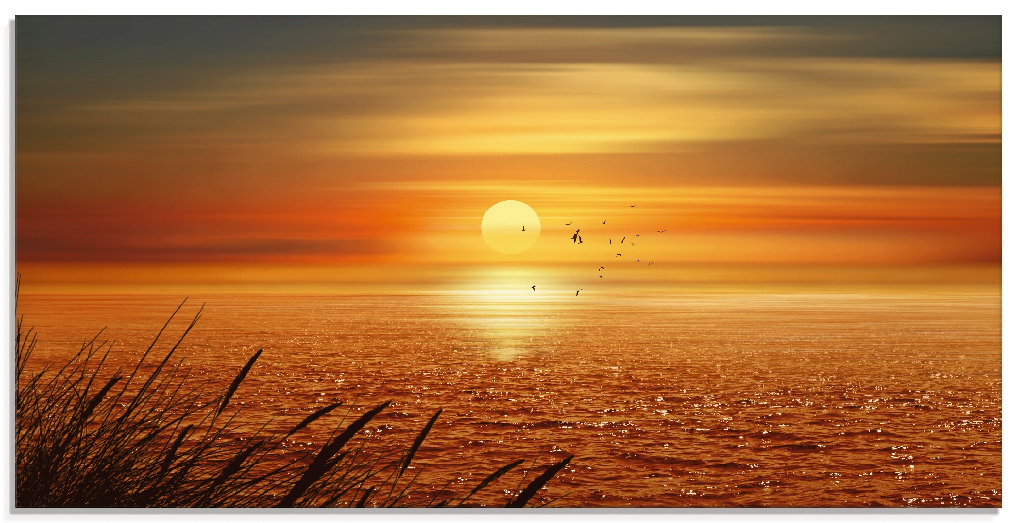 Artland Glasbild »Sonnenuntergang über dem Meer«, Sonnenaufgang &  -untergang, (1 St.), in verschiedenen Größen auf Rechnung bestellen