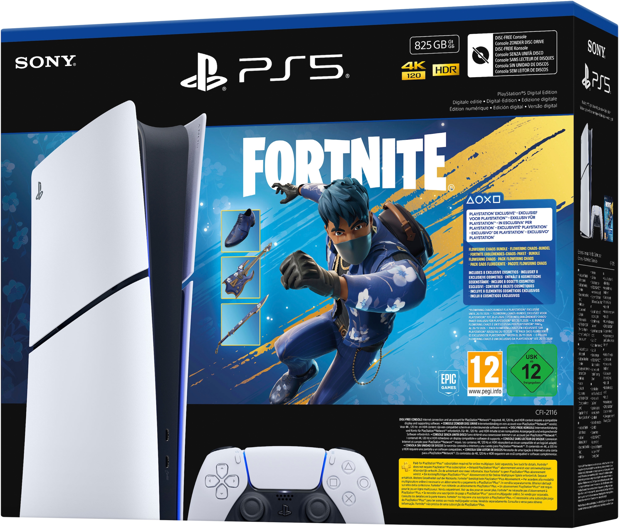 PlayStation 5 Konsolen-Set »PS5 Digital Edition (Slim) – Fortnite Erblühendes-Chaos-Bundle« 825 GB