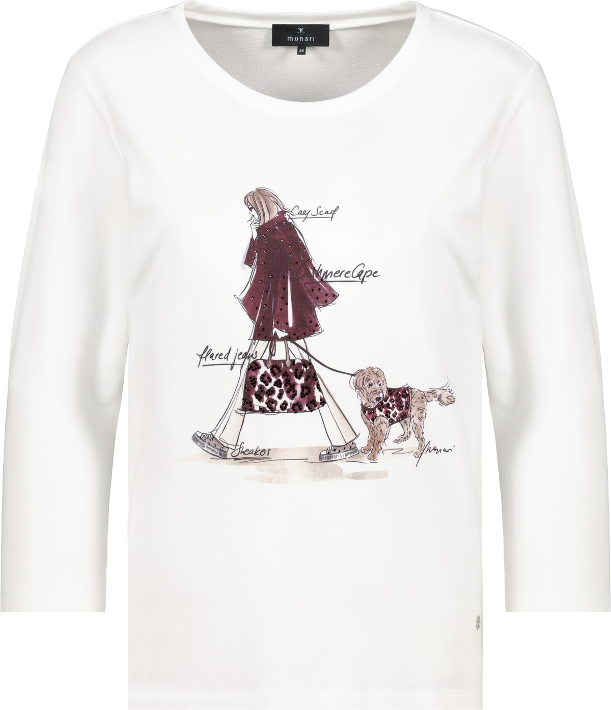Monari 3/4-Arm-Shirt »Shirt Frau + Hund« Regular fit mit Rundhalsausschnitt