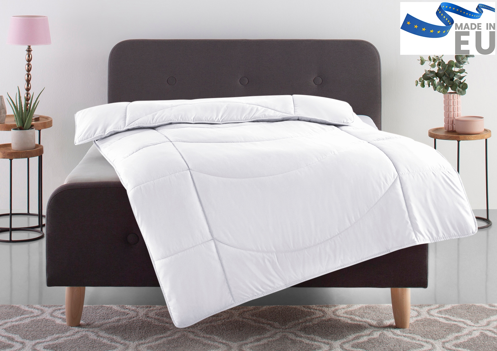 OTTO home Microfaserbettdecke "Microlux, Bettdecke 135x200 cm und Übergrößen bis 240x220cm" normal Füllung Feuchtigkeitsregulierende 3D Klimafaser (Polyester) 1 Stk. tlg. fest versteppter Bezug - keine Bettwäsche nötig, Sommer, Winter